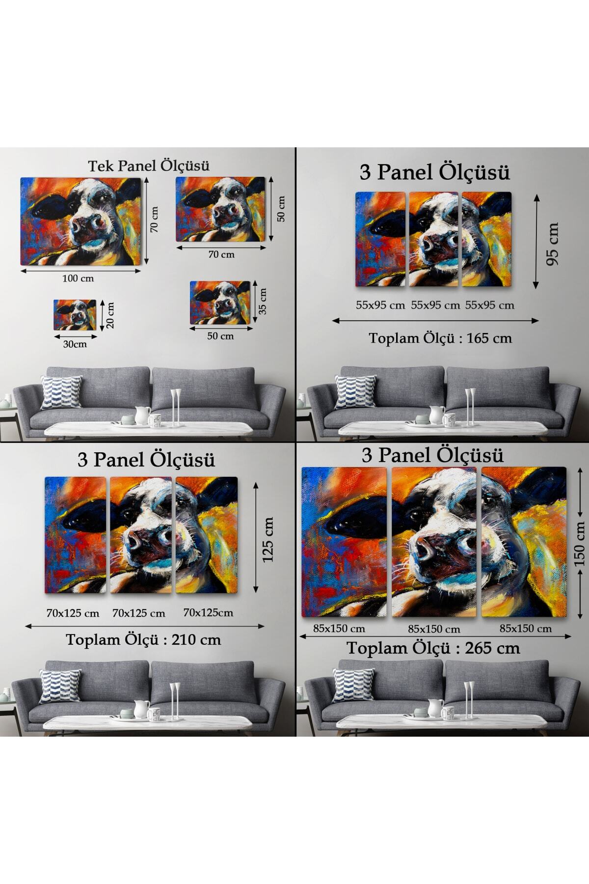 Inek Portresi Modern Sanat Dekoratif Kanvas Duvar Tablo görsel 6