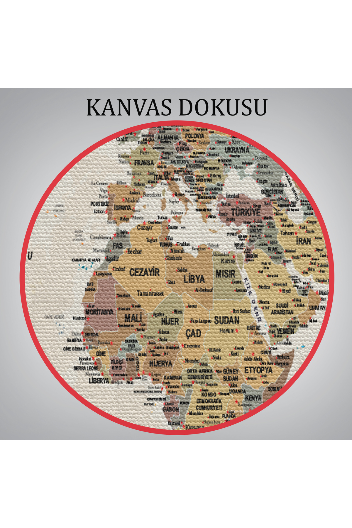 Türkçe Dünya Haritası Ayrıntılı Eğitici-öğretici Okyanuslu Dekoratif Kanvas Tablo-5 görsel 6