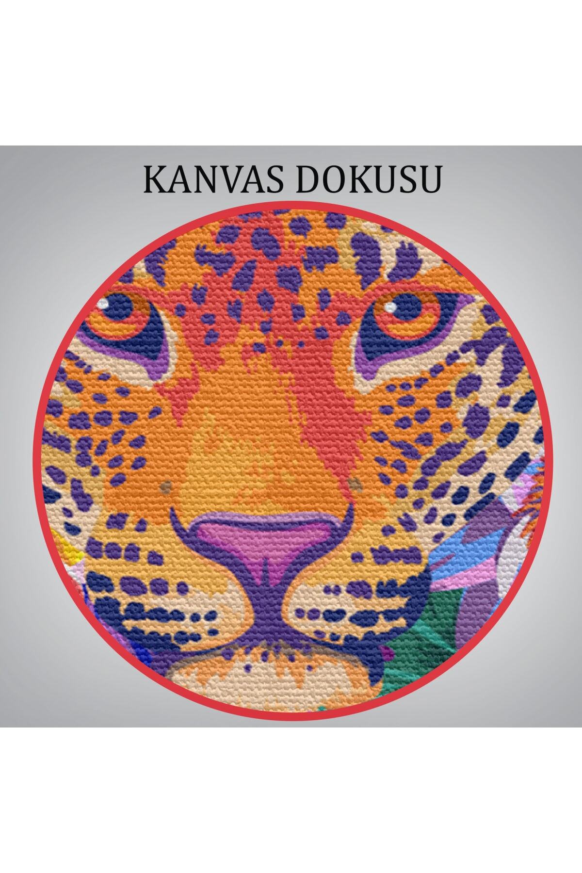 Hawai Temalı Leopar Dekoratif Kanvas Tablo görsel 5