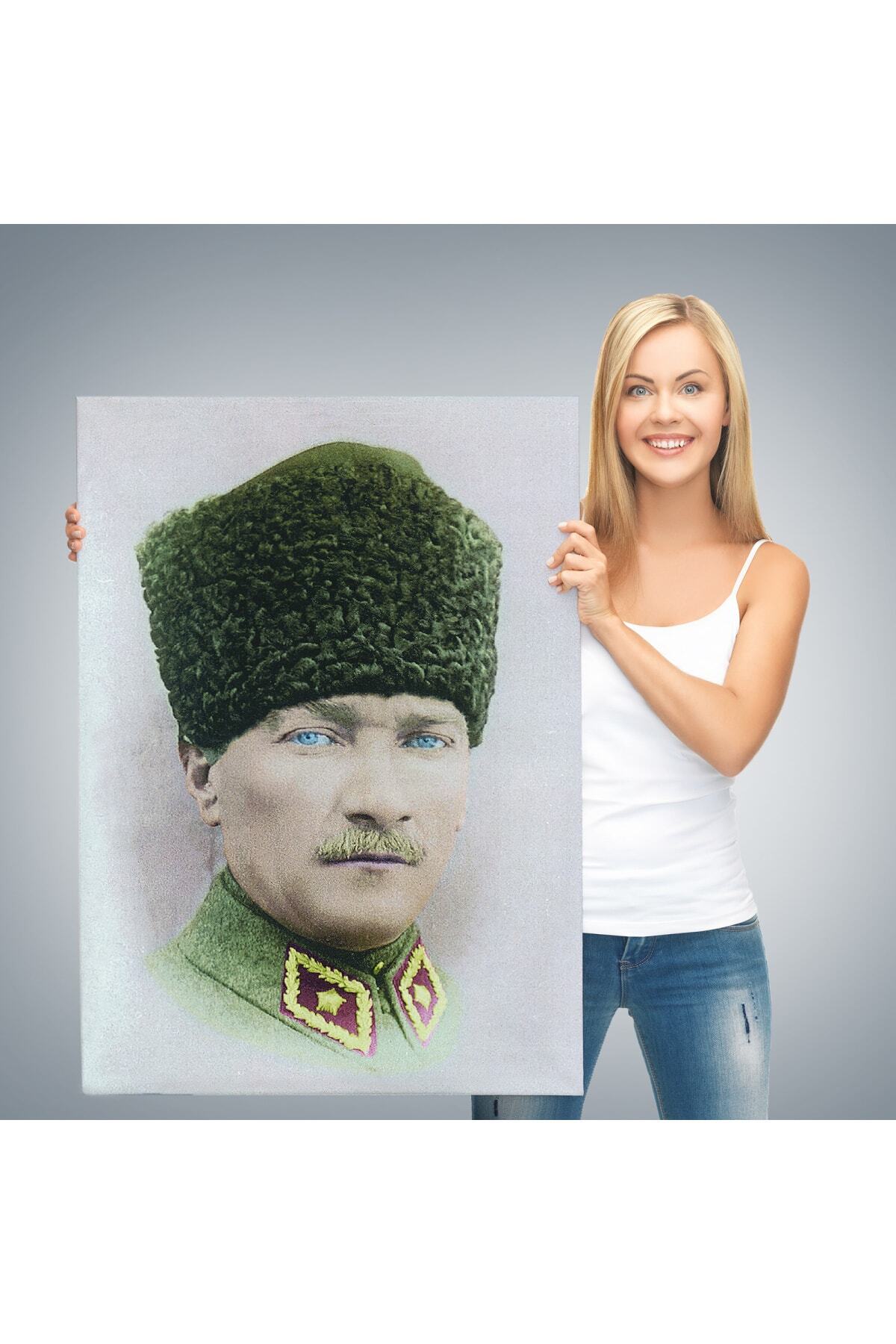 Atatürk Portre Tablosu Mustafa Kemal Atatürk Dikdörtgen Dekoratif Kanvas Tablo-9 görsel 3