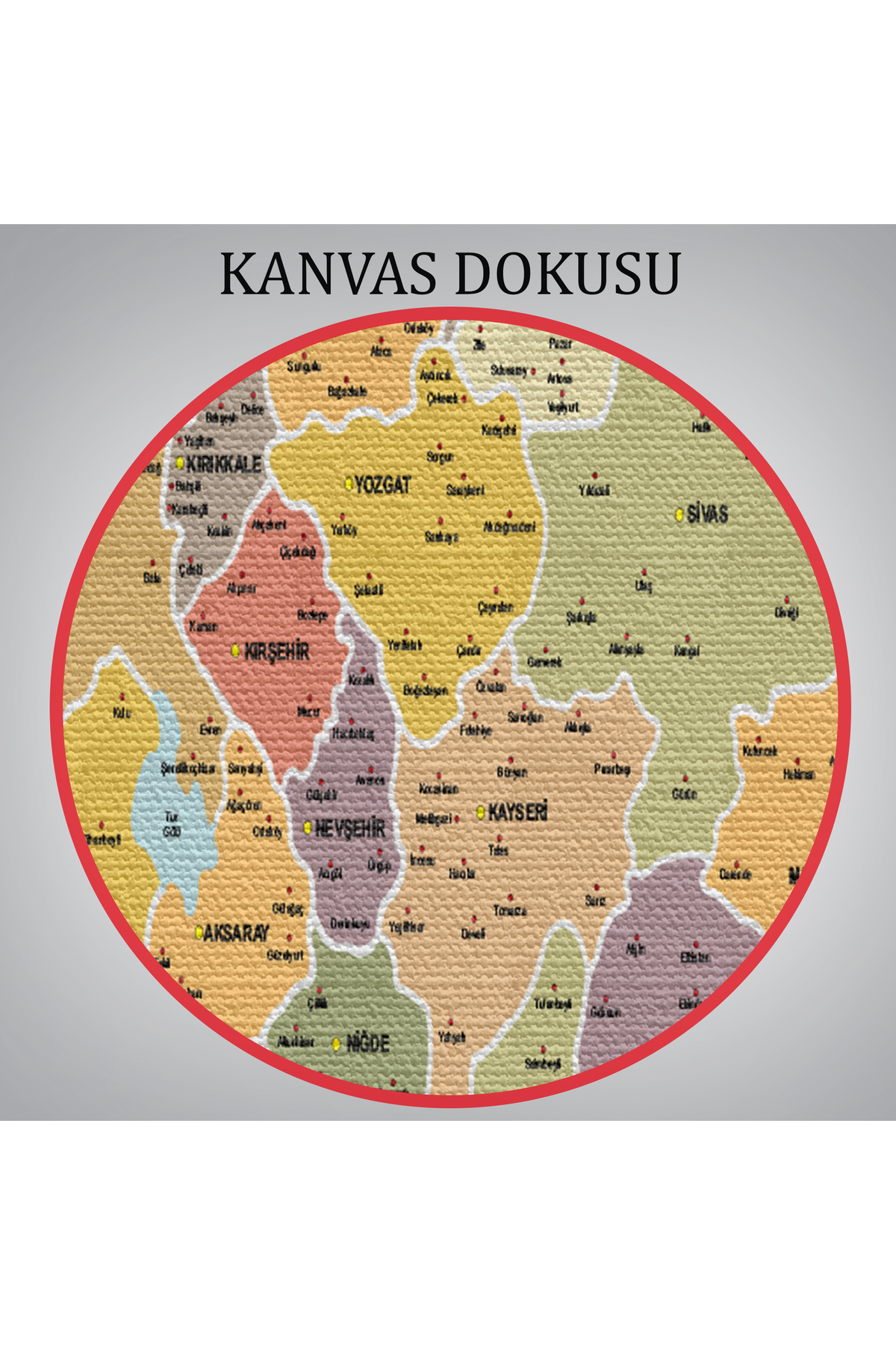 Türkiye Haritası Kanvas Tablo Il Ve Ilçeli Ayrıntılı Eğitici Dekoratif Tablo-2 görsel 6