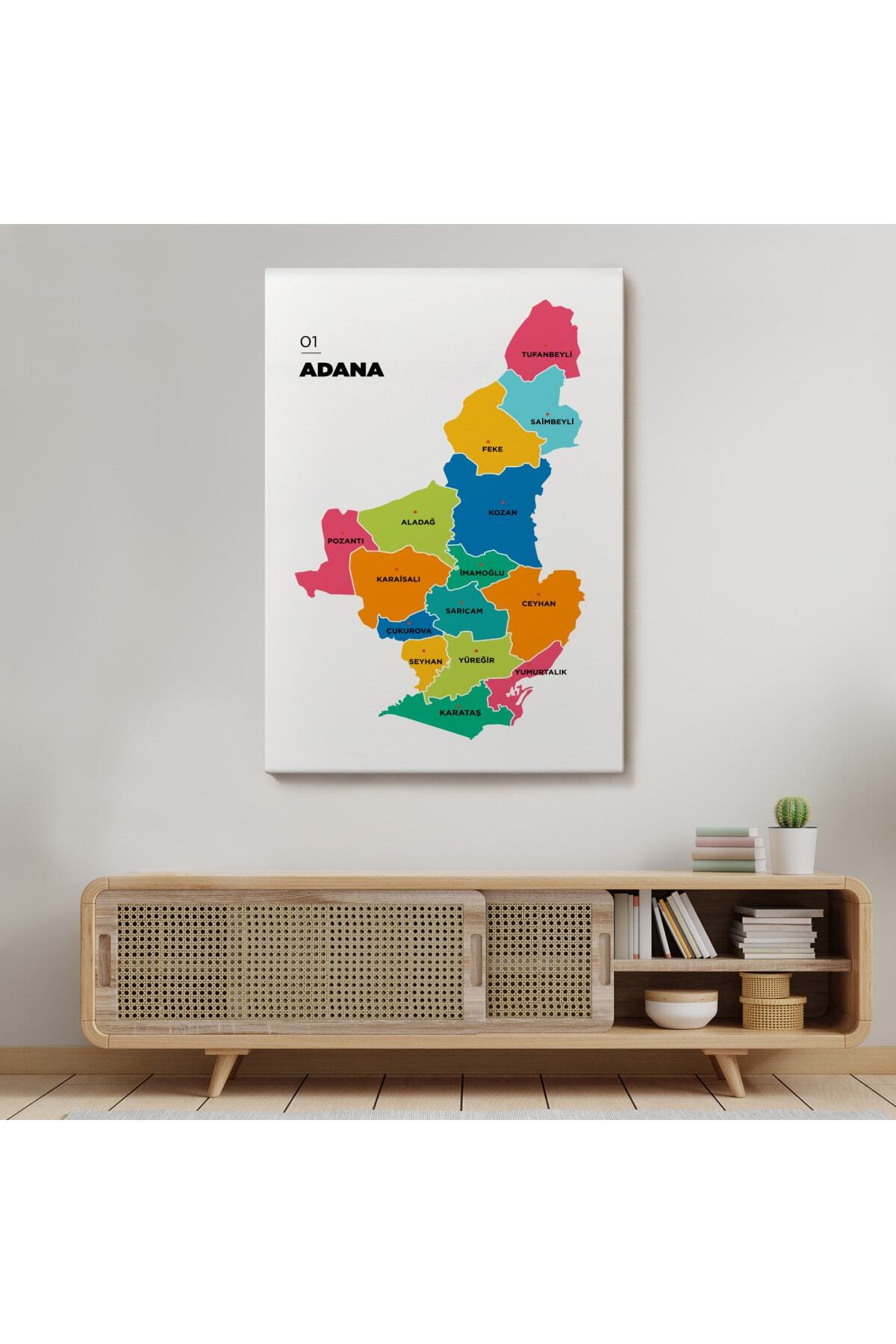 Adana Ili Ve Ilçeler Haritası Dekoratif Kanvas Tablo görsel 7
