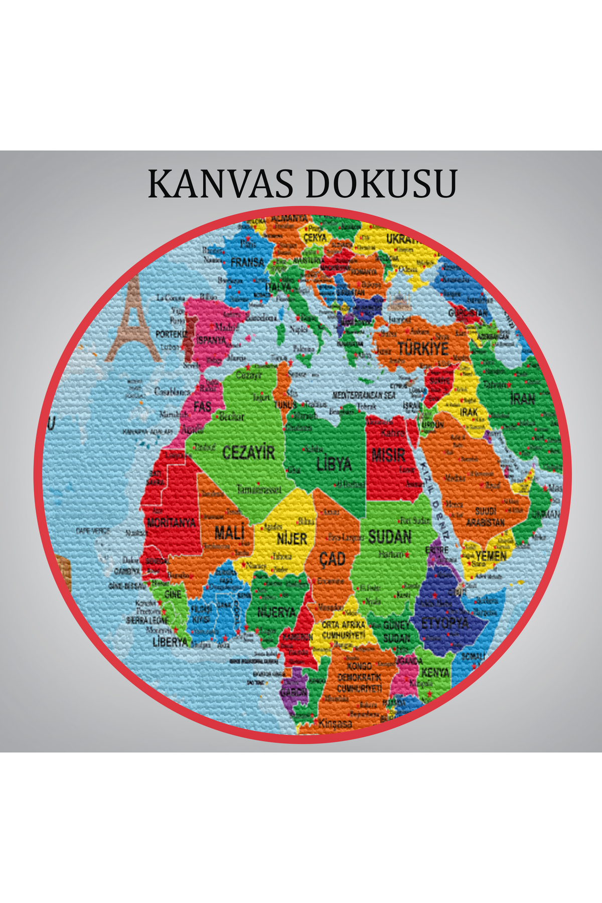 Türkçe Dünya Haritası Kanvas Tablo Son Derece Detaylı Ve Dekoratif-7 görsel 7