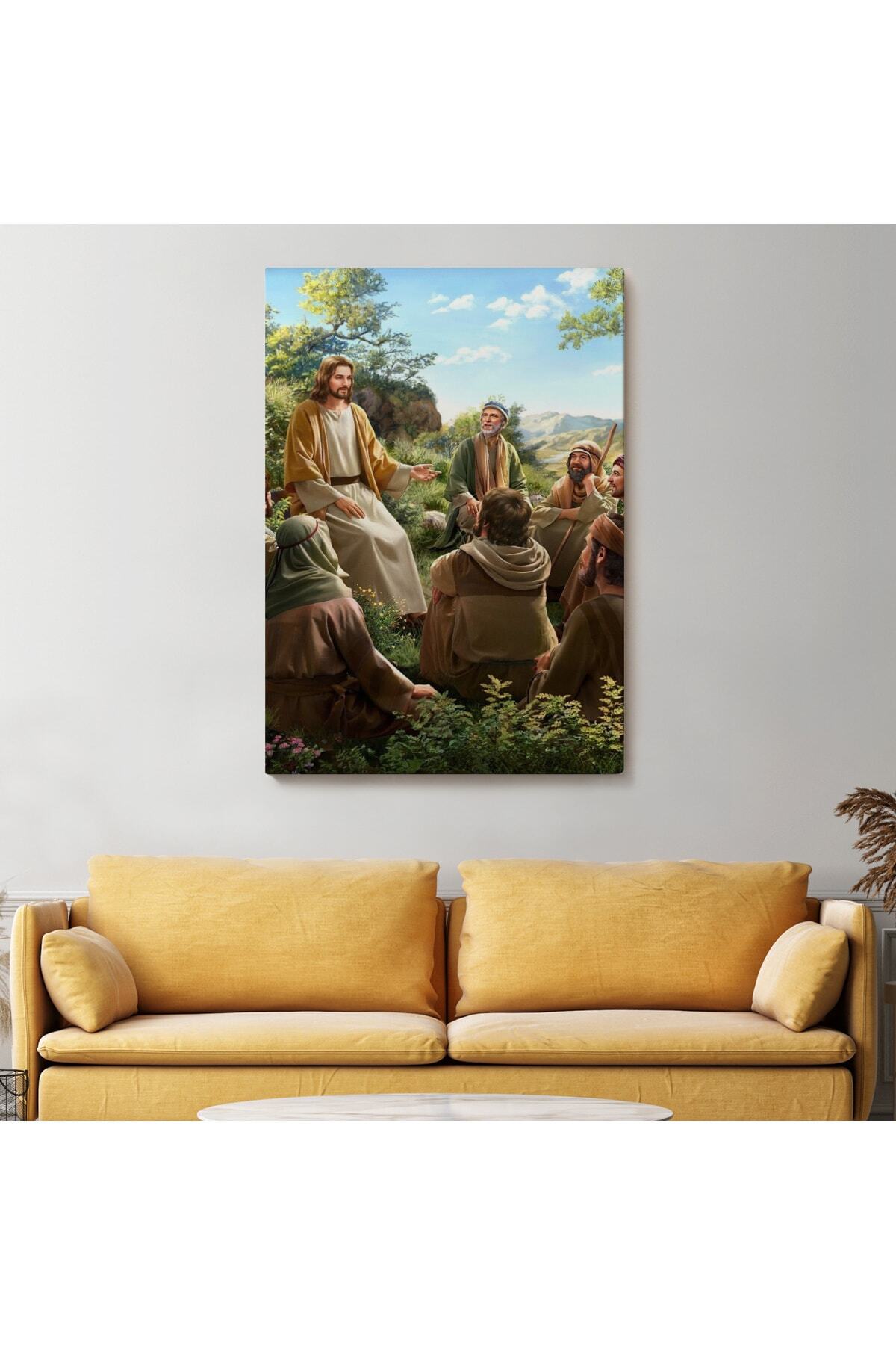 Isa Mesih Havarilerine Ders Veriyor, Hristiyan Hediye Tablosu Jesus Christ Kanvas Tablo görsel 2