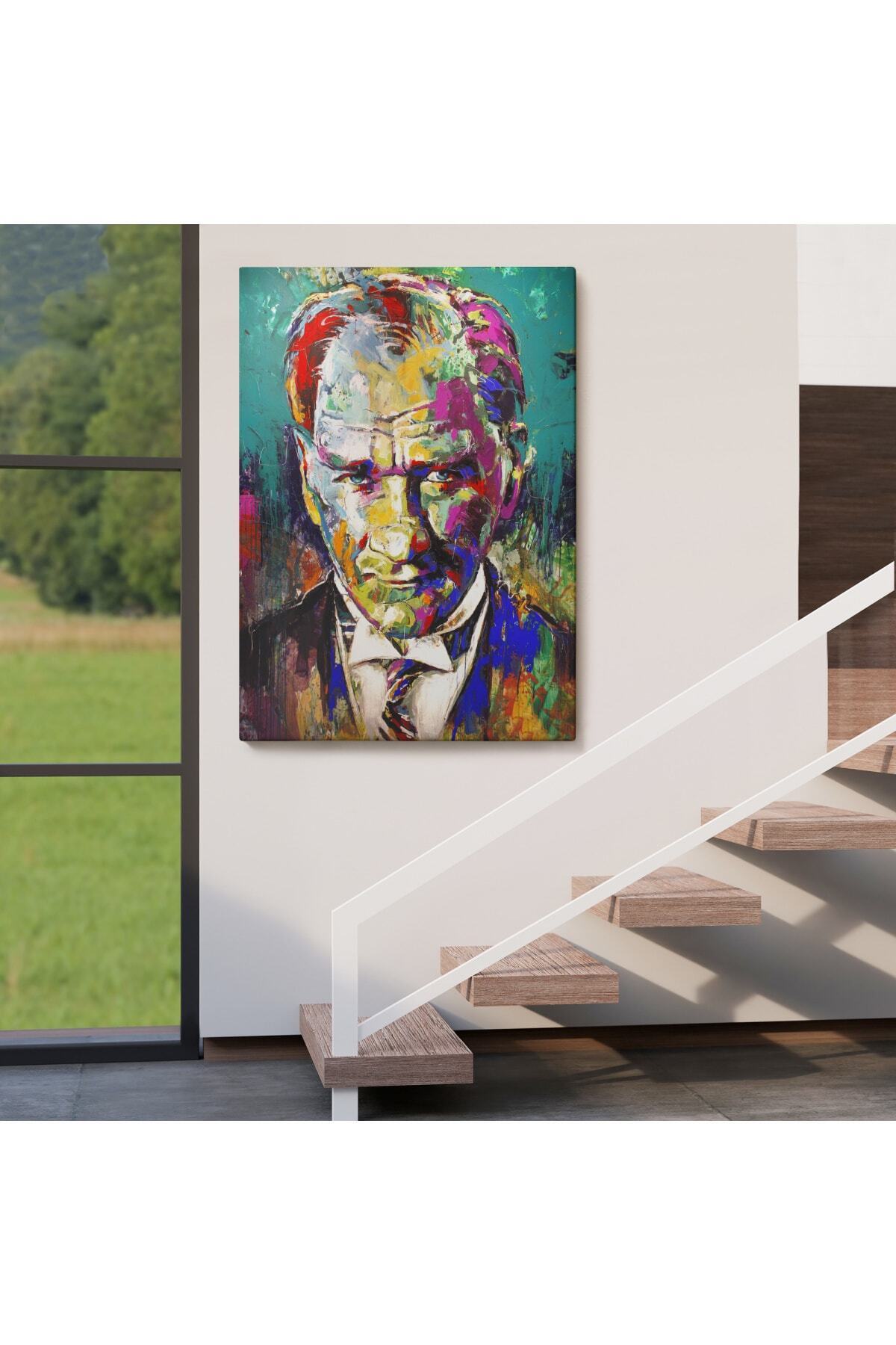 Renkli Mustafa Kemal Atatürk Kanvas Tablo görsel 4