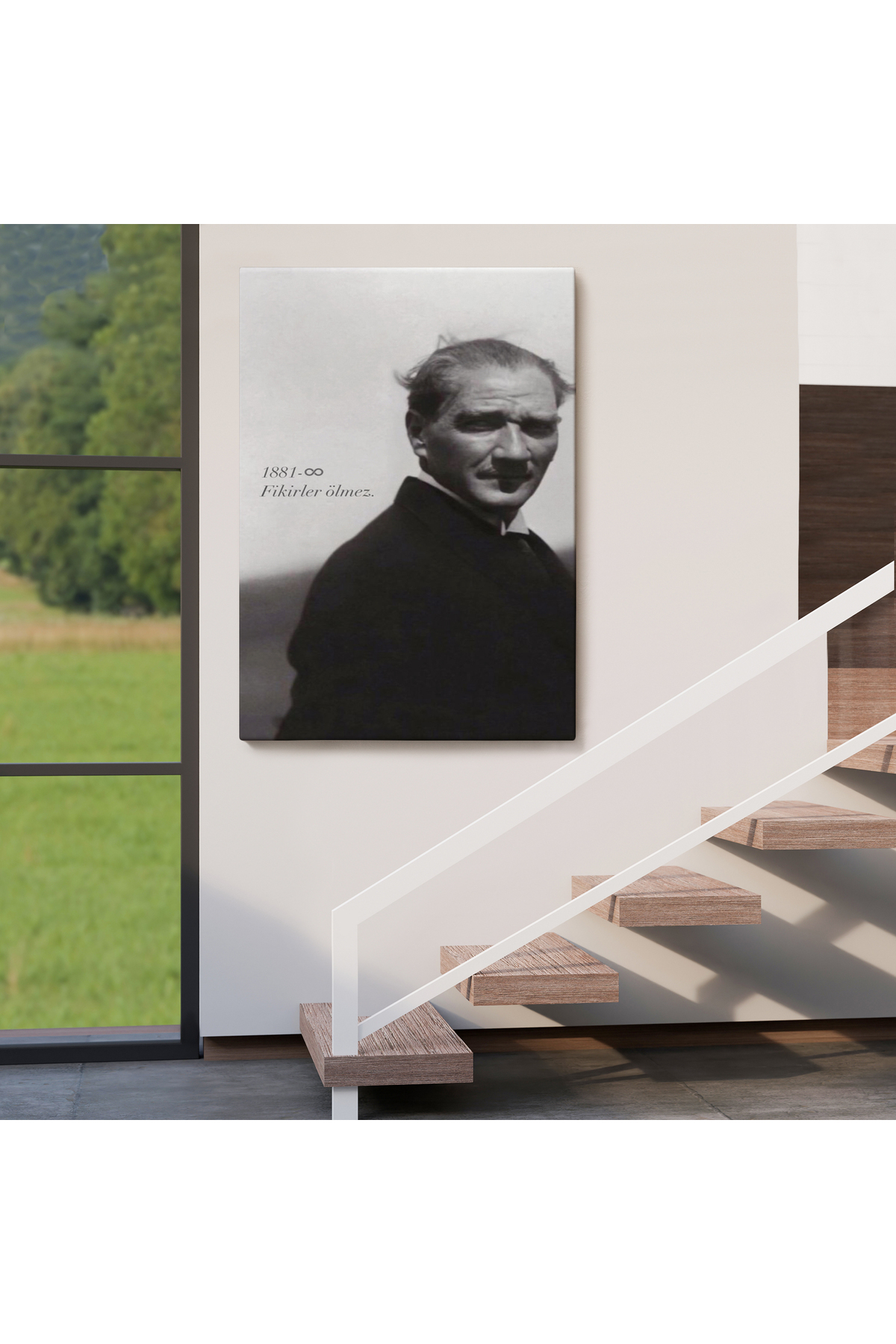 Atatürk Portre Tablosu Mustafa Kemal Atatürk Dikdörtgen Dekoratif Kanvas Tablo-1 görsel 4
