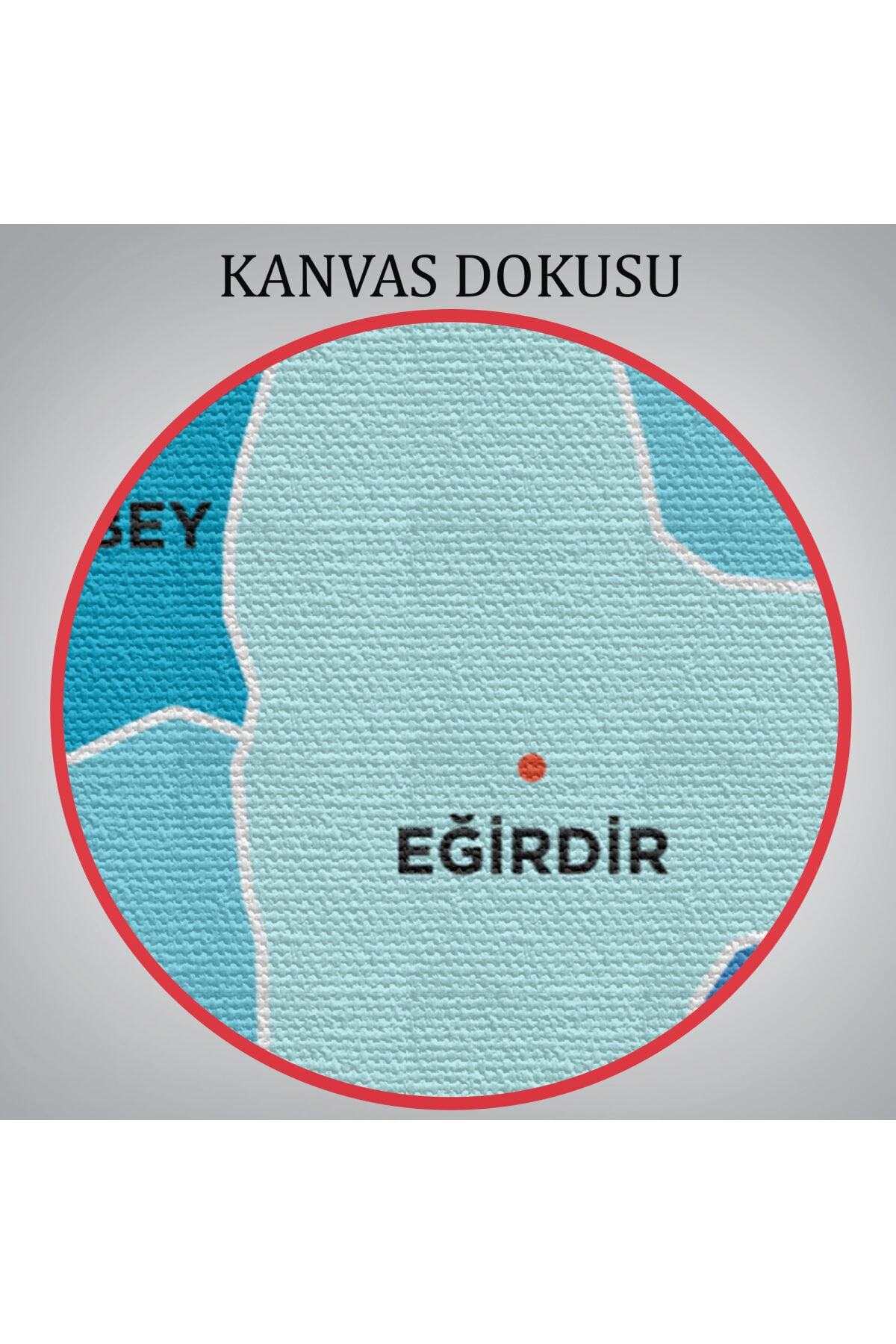 Isparta Ili Ve Ilçeler Haritası Dekoratif Kanvas Tablo-2 görsel 6