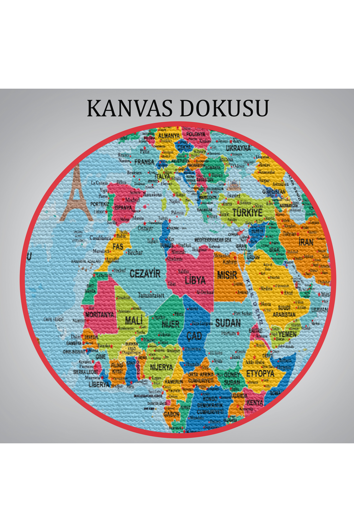 Türkçe Dünya Haritası Kanvas Tablo Son Derece Detaylı Ve Dekoratif-6 görsel 6