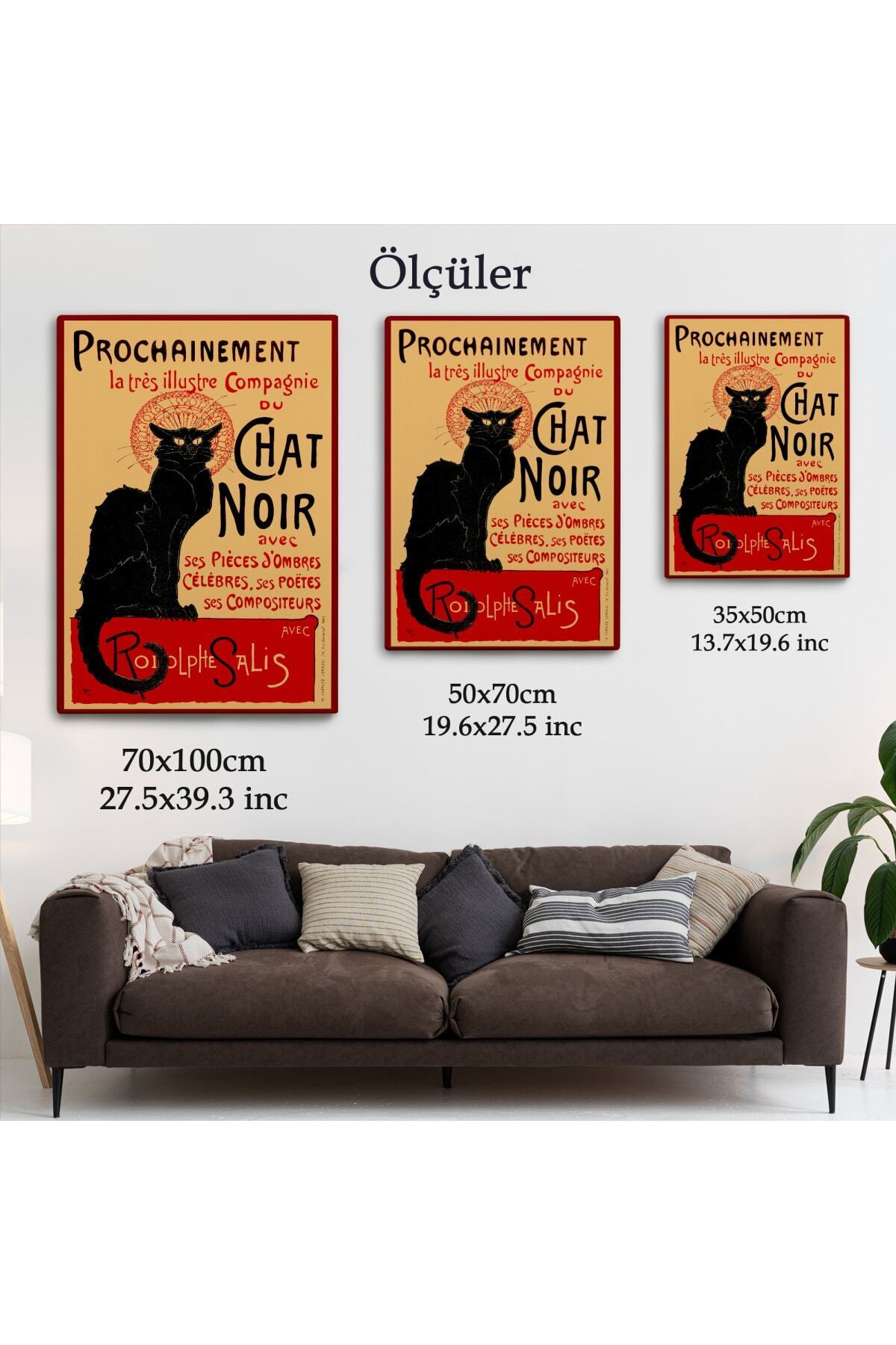 Siyah Kedi Kanvas Tablosu - Le Chat Noir Theophile Steinlen görsel 5