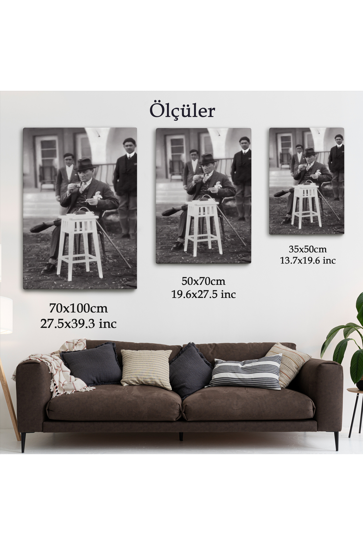 Atatürk Portre Tablosu Mustafa Kemal Atatürk Dikdörtgen Dekoratif Kanvas Tablo görsel 6