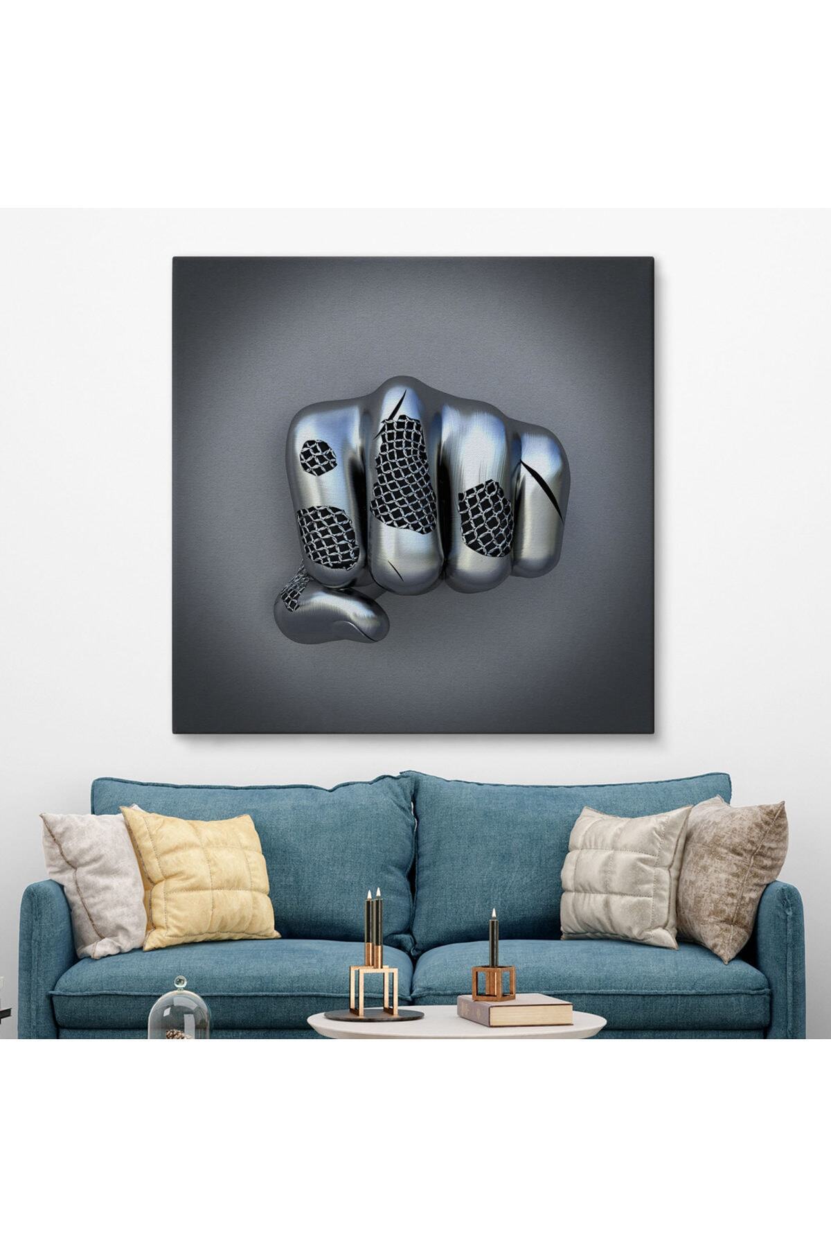 Çerçeveli Metalik 3D Efektli Modern Kanvas Tablo görsel 2