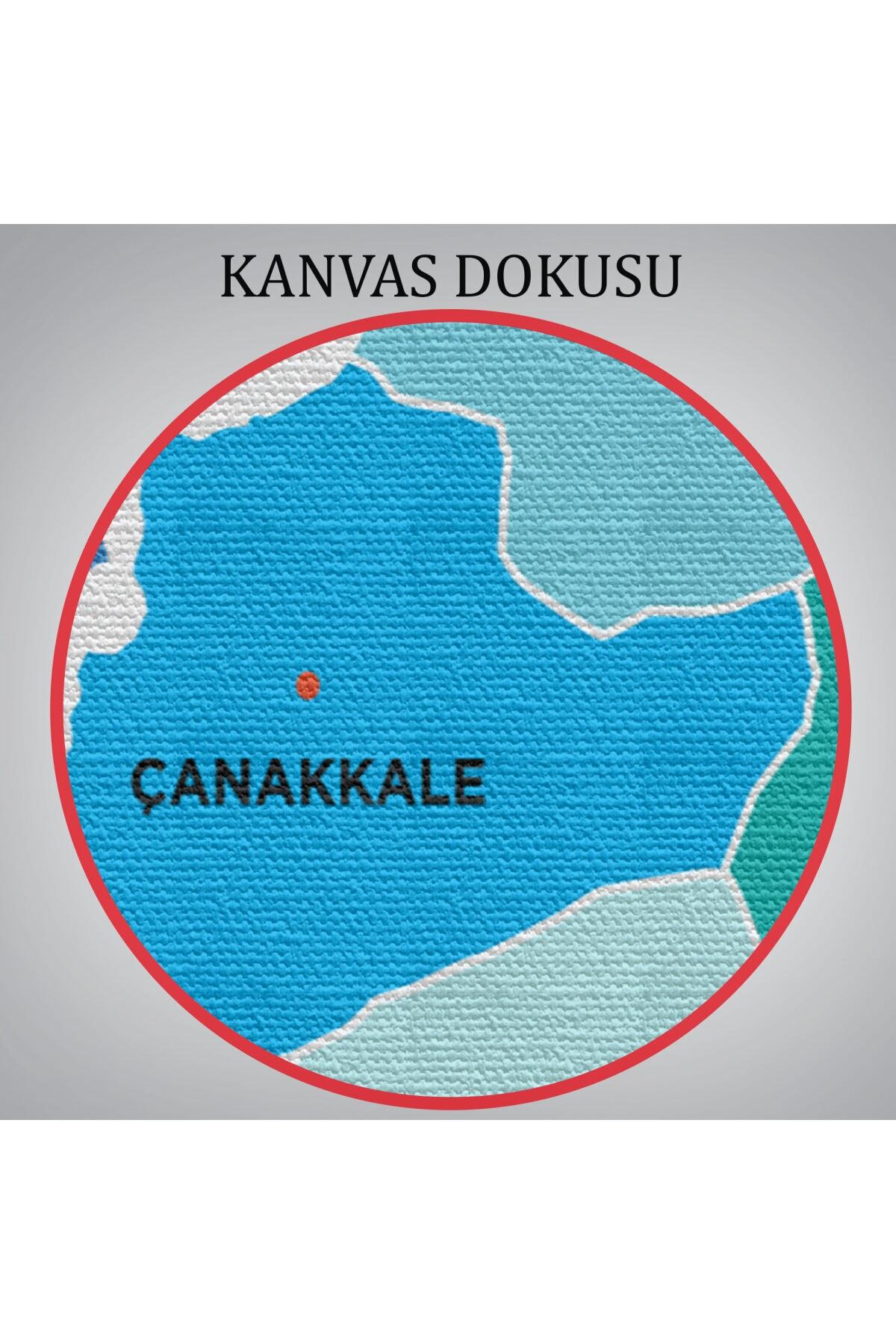 Çanakkale Ili Ve Ilçeler Haritası Dekoratif Kanvas Tablo görsel 6