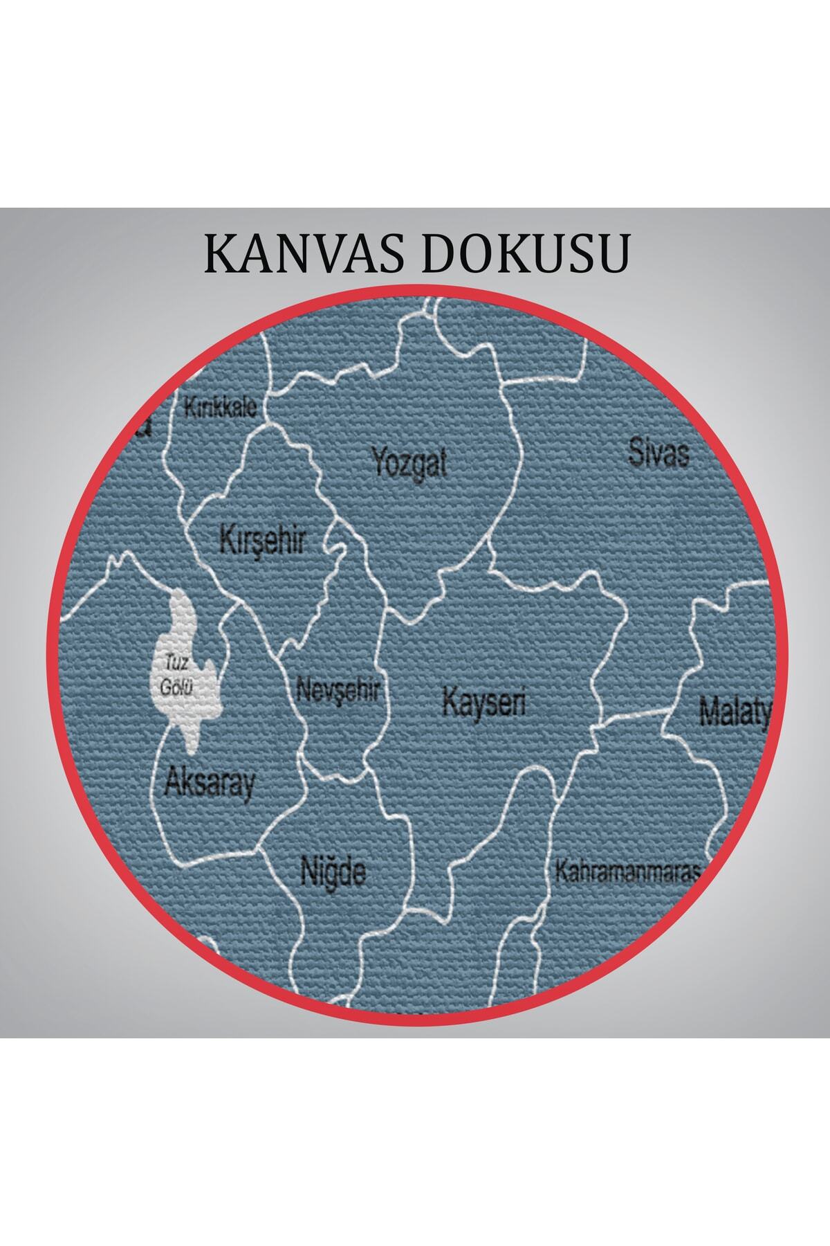 Türkiye Haritası Kanvas Tablo Sınır Komşulu Eğitici Ve Öğretici Dekoratif Tablo görsel 7