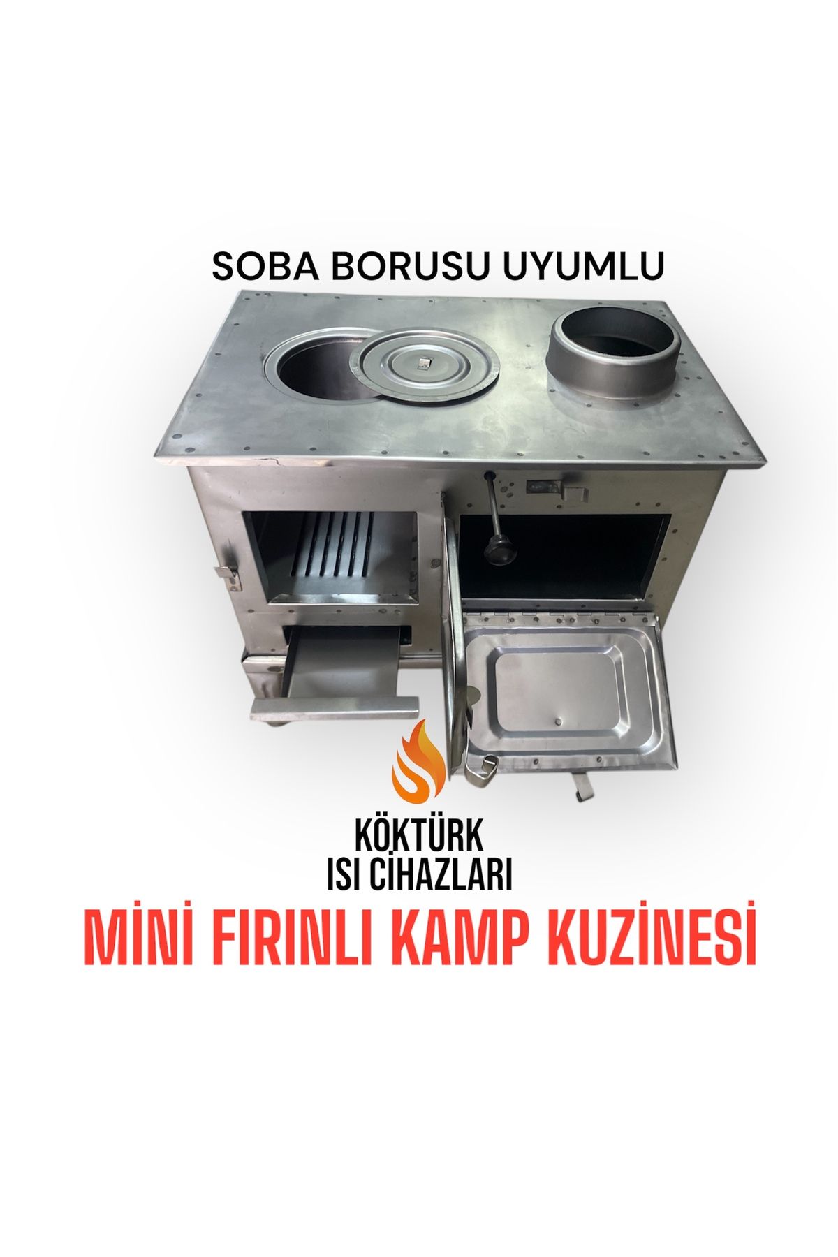Mini Fırınlı Kamp Kuzine Sobası Soba Borusu Uyumlu - 3