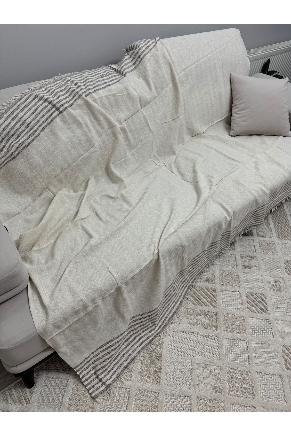ŞENER HOME-Eco Arm Cover Buldan Scutec Bumbac Canapea Canapea Husa Canapea 170x220 Cm. Cremă de cafea 4