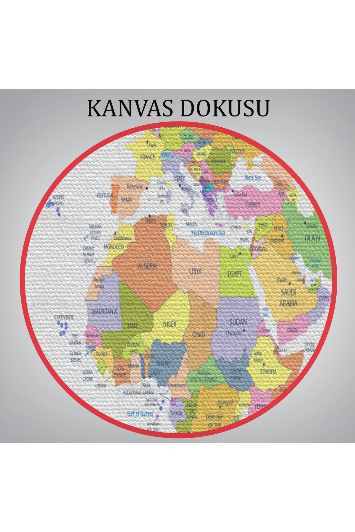 Dünya Haritası Dekoratif Kanvas Tablo-5 görsel 7