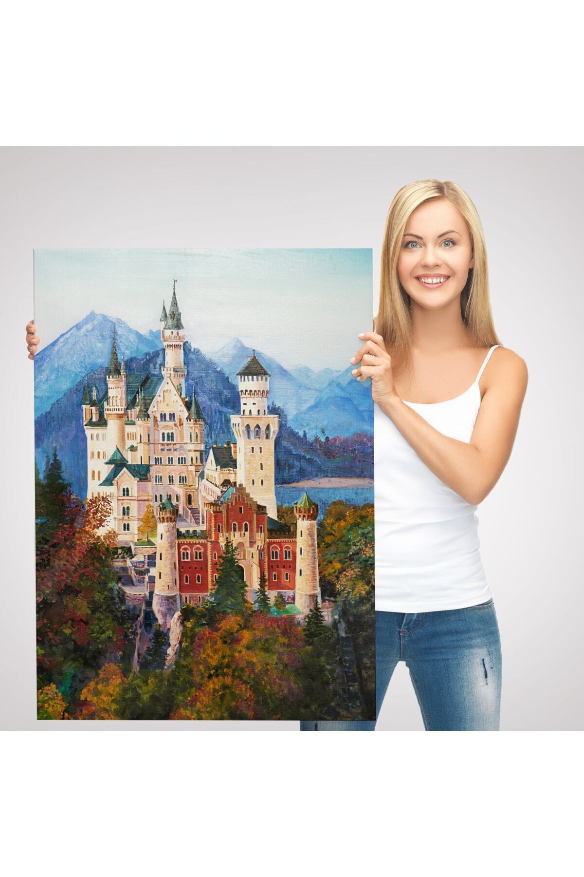 Bavyera Almanya Neuschwanstein Kalesi Kanvas Tablo görsel 3