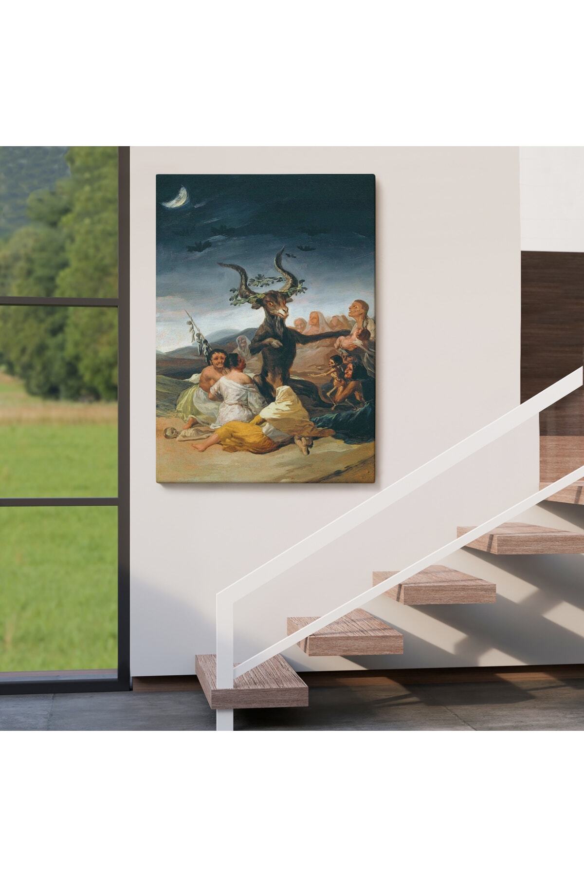 Cadılar Bayramı, Francisco Goya Cadılık Meclisi Sanatı Kanvas Tablo görsel 4