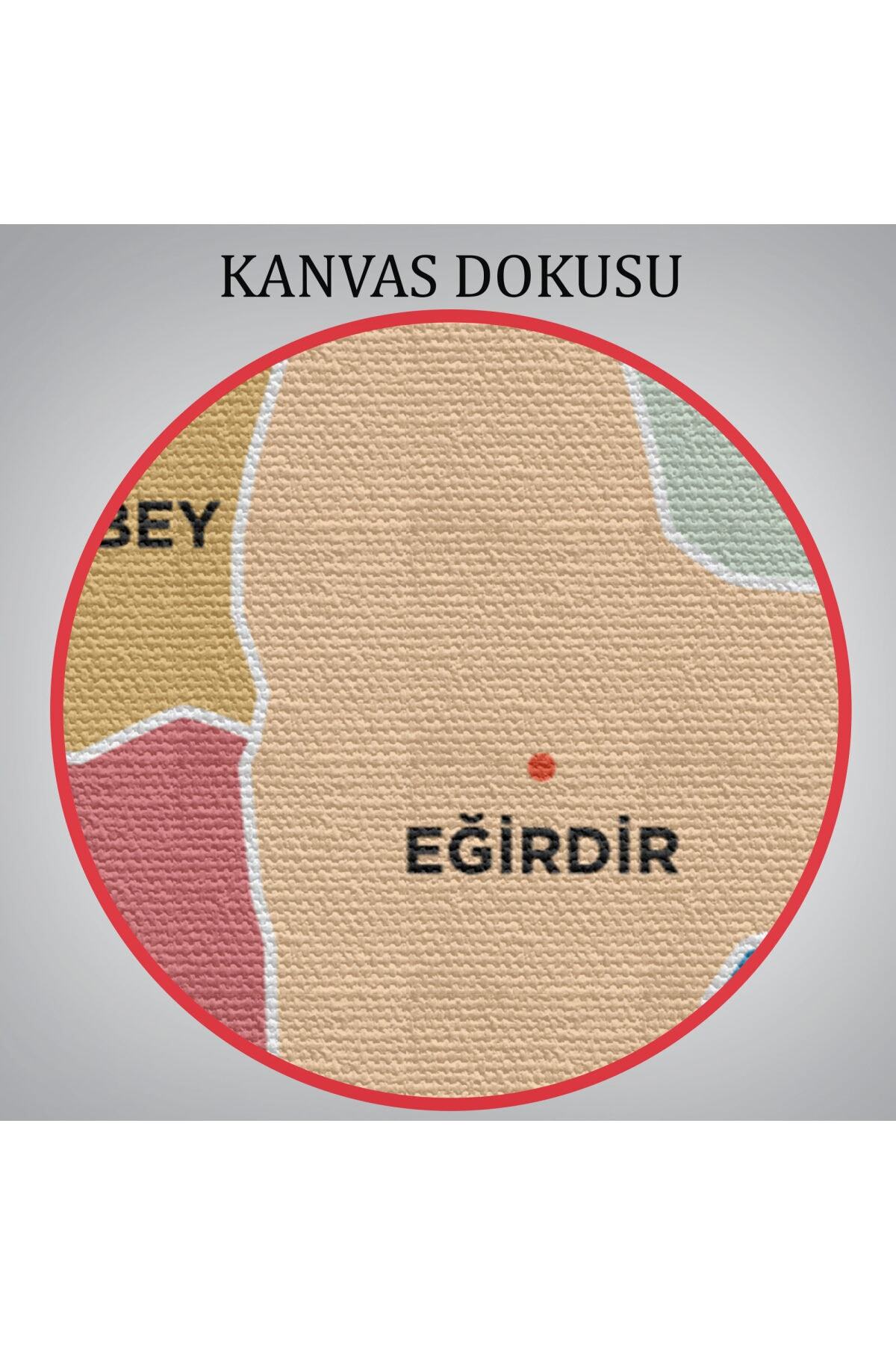 Isparta Ili Ve Ilçeler Haritası Dekoratif Kanvas Tablo-1 görsel 6