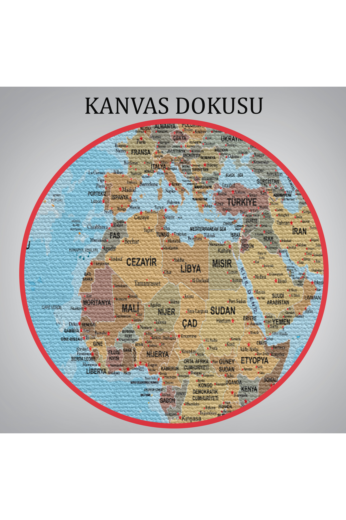 Dünya Haritası Türkçe Kanvas Tablo Ayrıntılı Dekoratif-okyanuslu-1 görsel 6