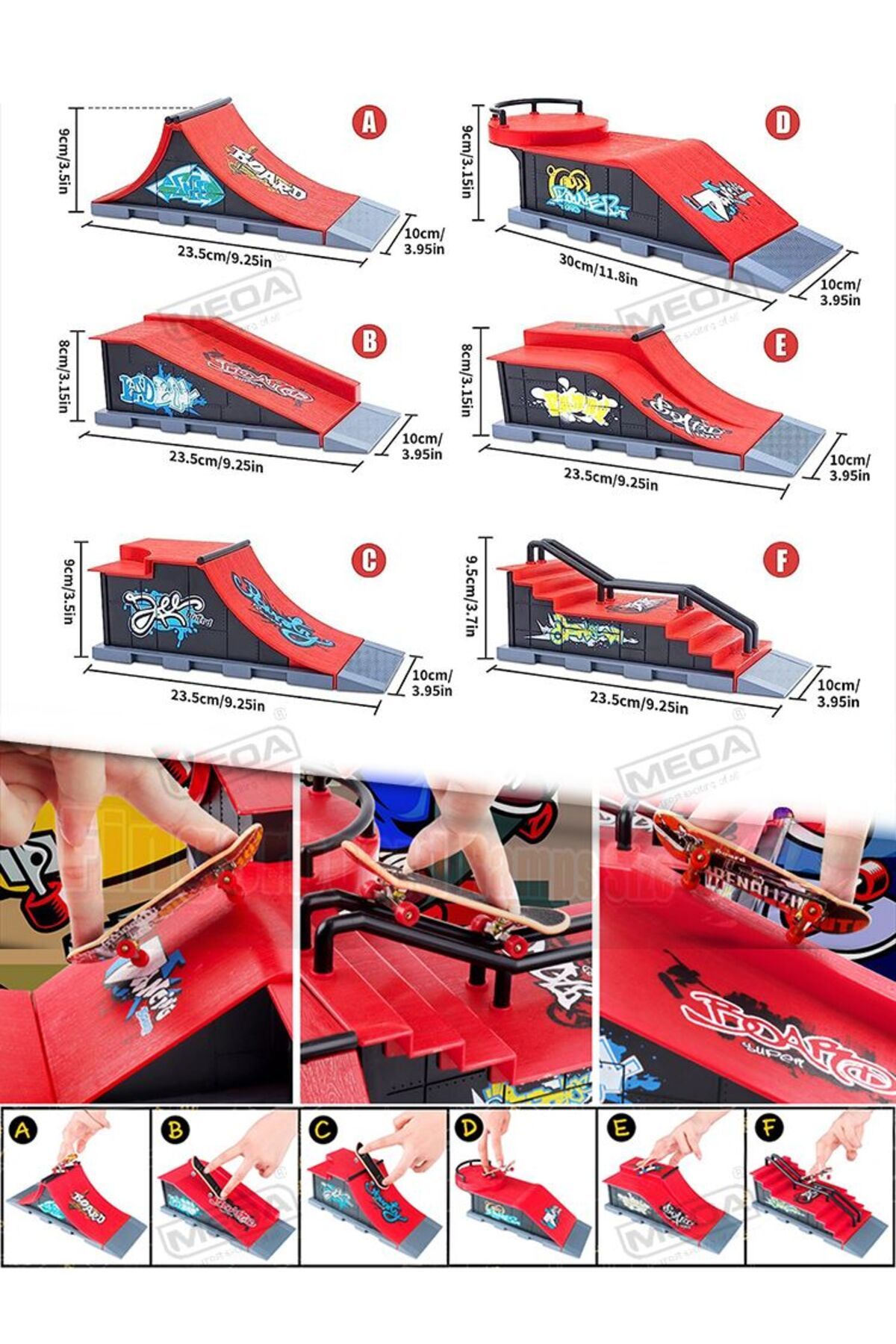 Choice-DIY Finger Skatepark 6-in-1 Set Professional Tech Practice Deck Platform Stunt Finger Skateboard ... 8