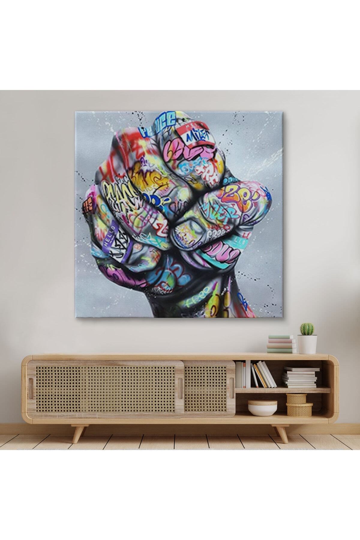 Sokak Graffiti Duvar Sanatı Kanvas Tablo, Banksy Renkli Graffiti Pop Art görsel 7