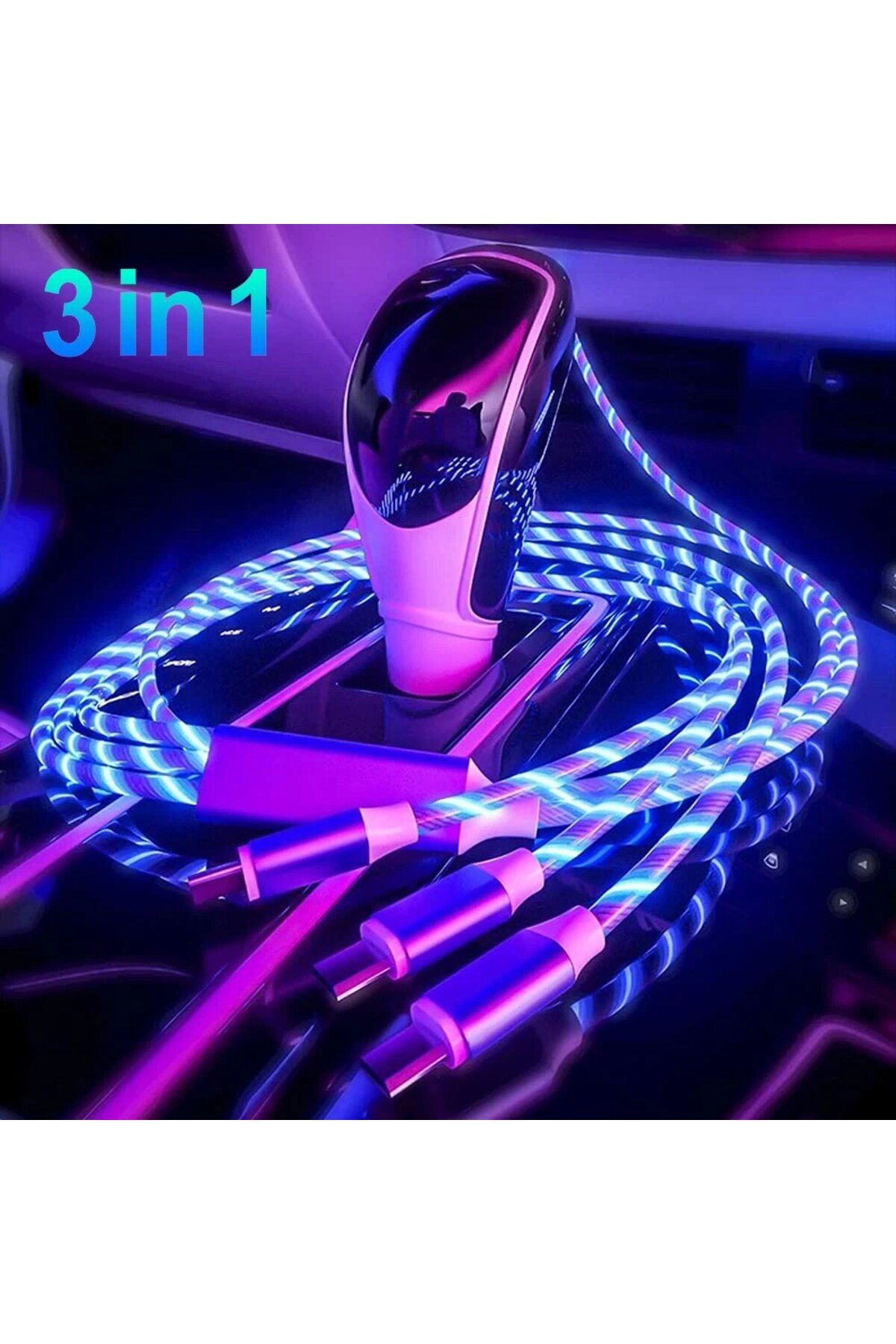 Choice-Câble De Charge Rapide 3 En 1 Avec Éclairage LED, 3A, Micro USB Type C, Pour IPhone, Samsung, Xia... 2