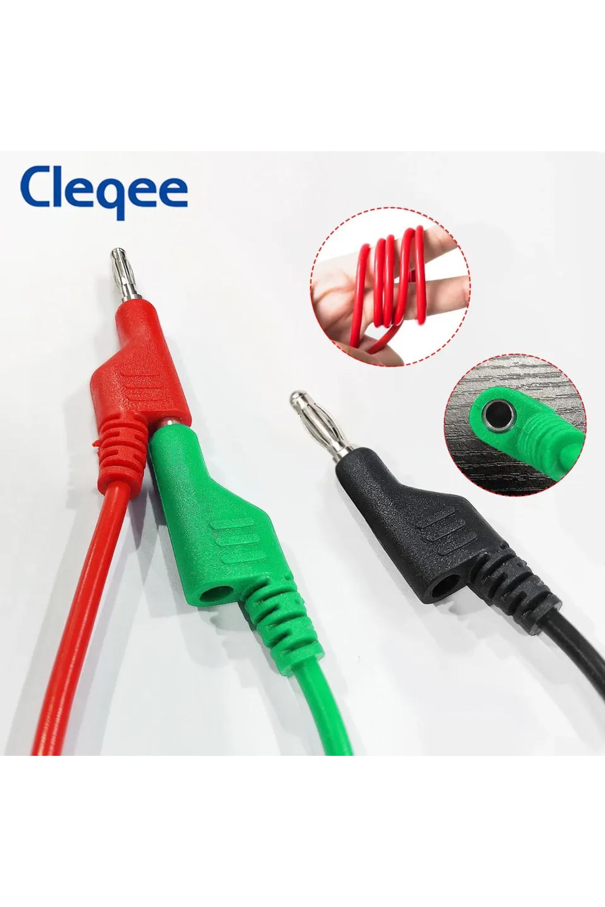 CLEQEE-2 متر Cleqee P1036 5 قطع 4 مم قابس الموزة النحاسي إلى قابس الموزة أسلاك اختبار مقياس متعدد كابل سلك بولي كلوريد الفينيل الناعم 3