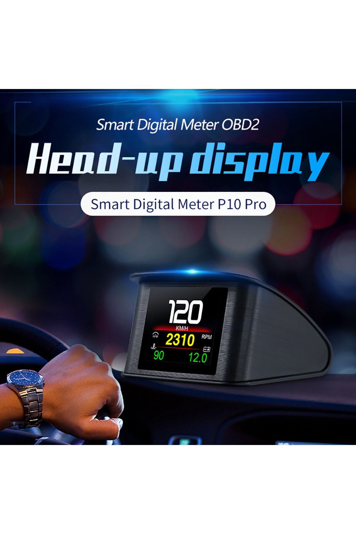 RYSJM-P10 Pro Head Up Display On-board Computer Car Digital OBD2 Mileage OBD Driving Computer Display S... 3