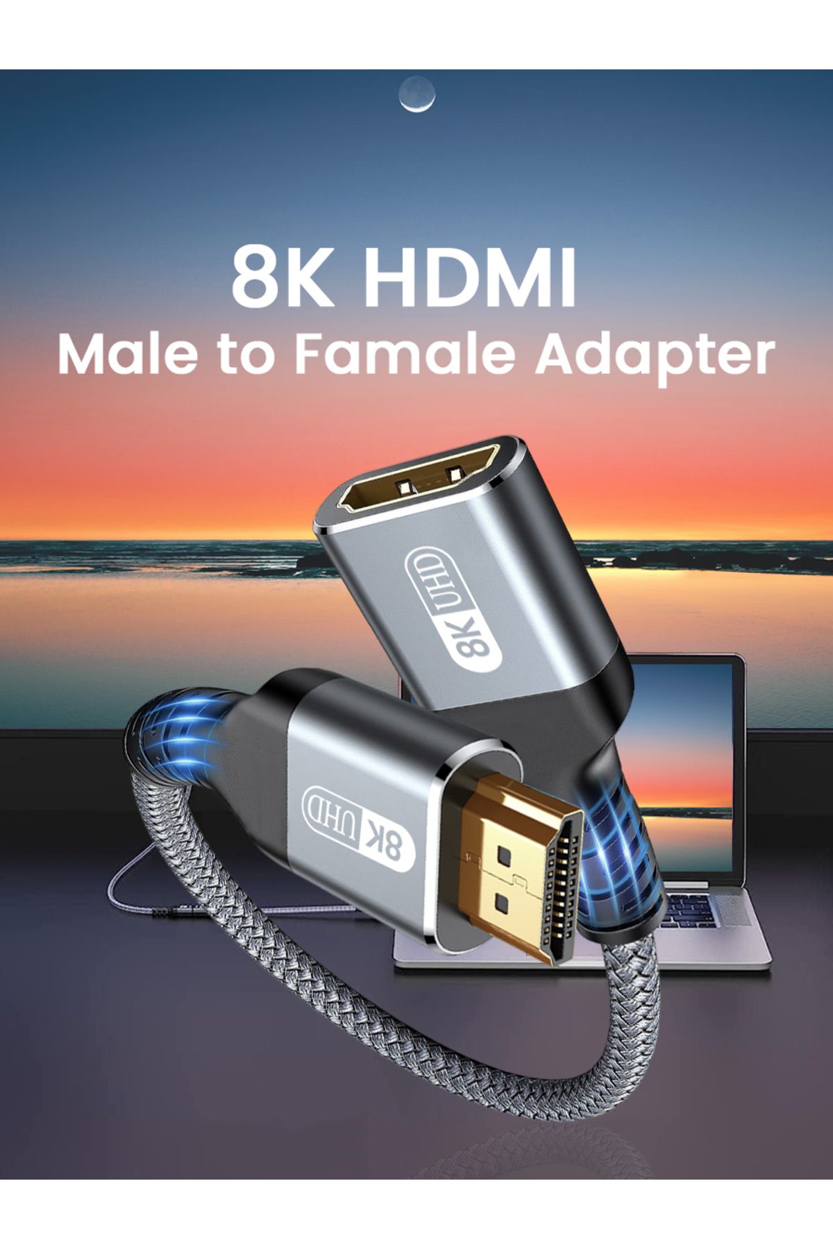 Choice-0.3m Hdmi 2.1 Extension Cable, 8k@60hz, 4k@240hz, Braided Male To Female Cord, For Roku Tv, Ps5, Hdt 8