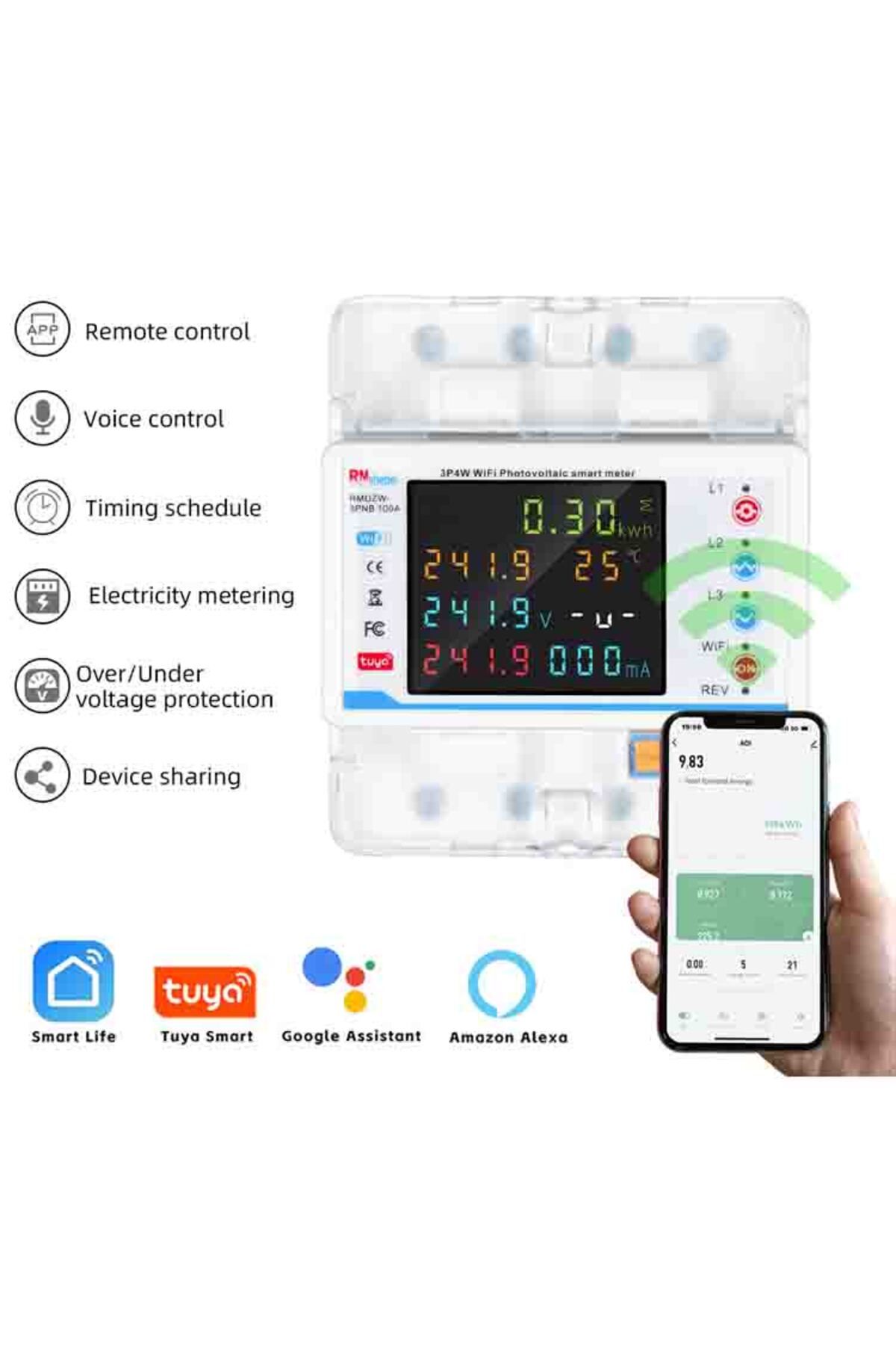 Choice-No Leakage Protectiv Tuya Wifi Smart Circuit Breaker Automatic Reclosure Protector 3p4w Power Meter 7