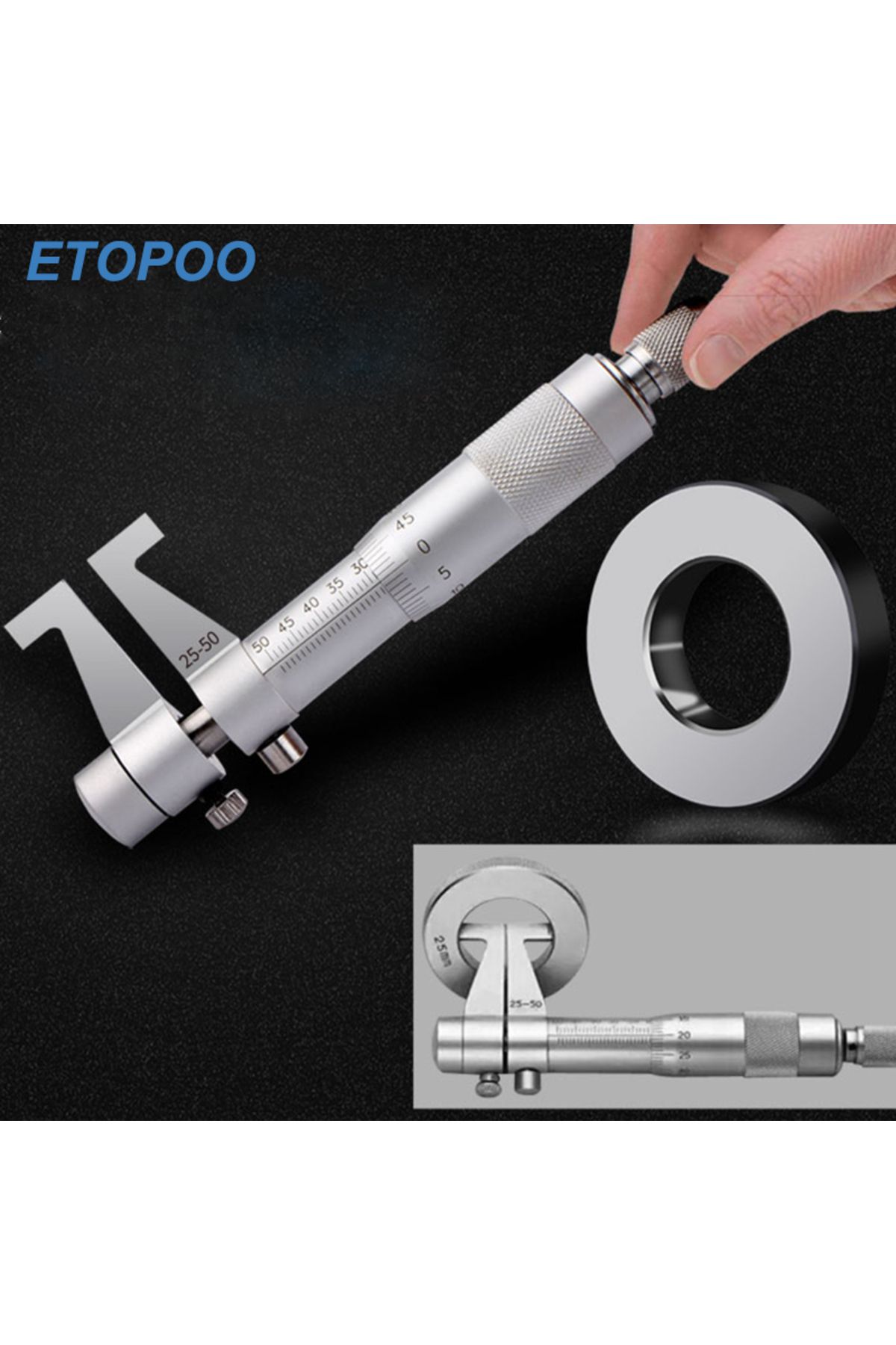 ETOPOO-5-30mm Inside Micrometer 0.01mm Metric Carbide Ratchet Screw Gauge Professional Measuring Tool 5-30m 6