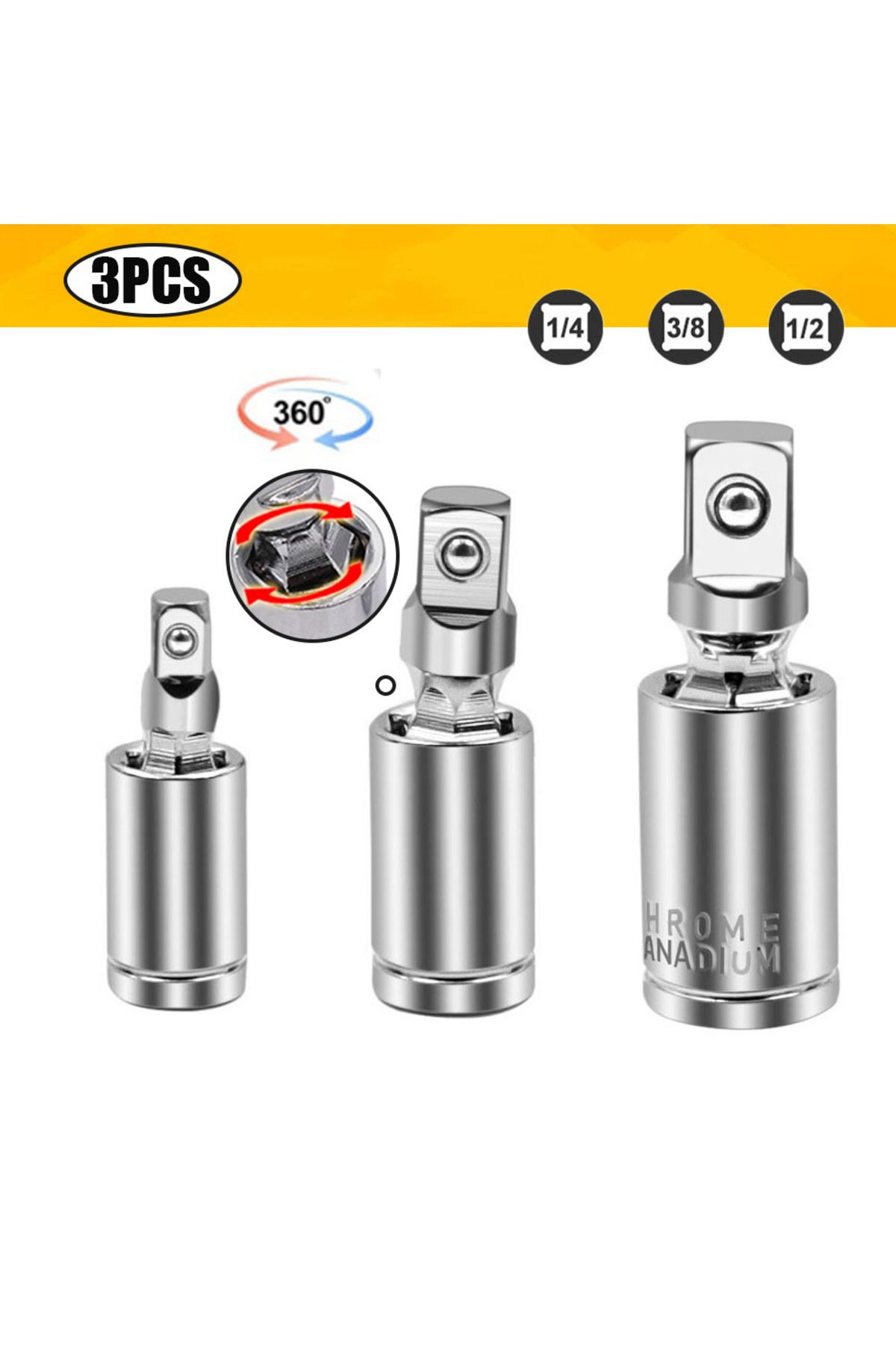 ASDTODW-Universal Joint Set Ratchet Angle Extension Bar Socket Adapter Manual and Pneumatic Bendable Adap... 6