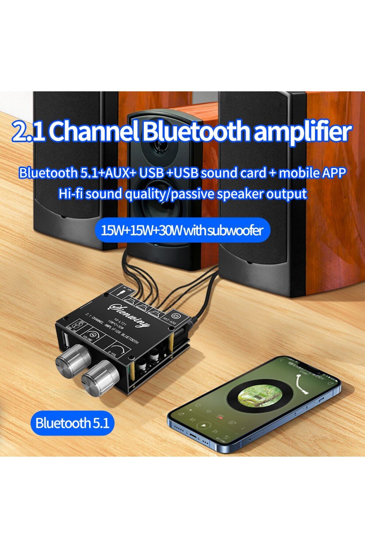 Choice-YS-LT21 Bluetooth Digital Amplifier Board Module 2.1 Stereo Dual Channel 15W+15W+30W With High An... 4