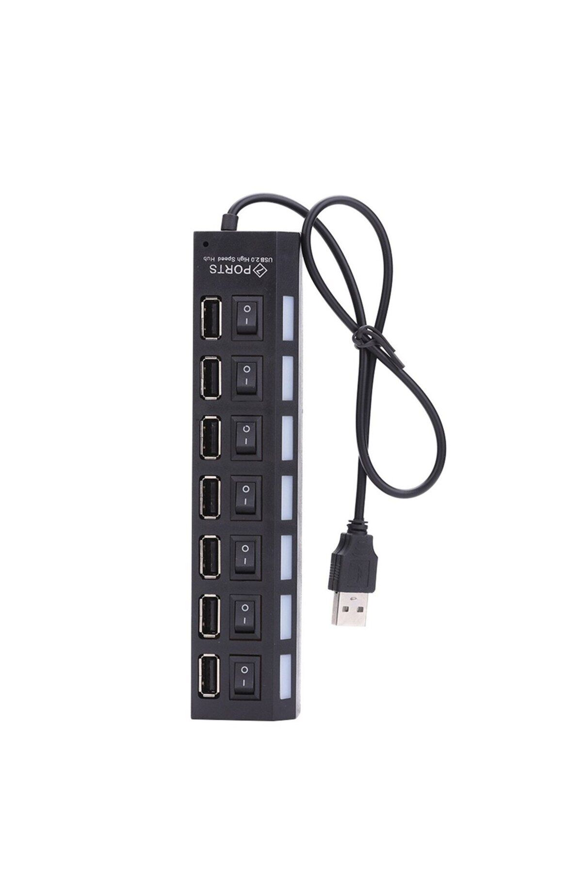 Choice-موزع USB أسود 7interface موزع USB محول USB متعدد المنافذ للاستخدام محول طاقة موسع USB 2.0 للكمبيوتر الشخصي 1