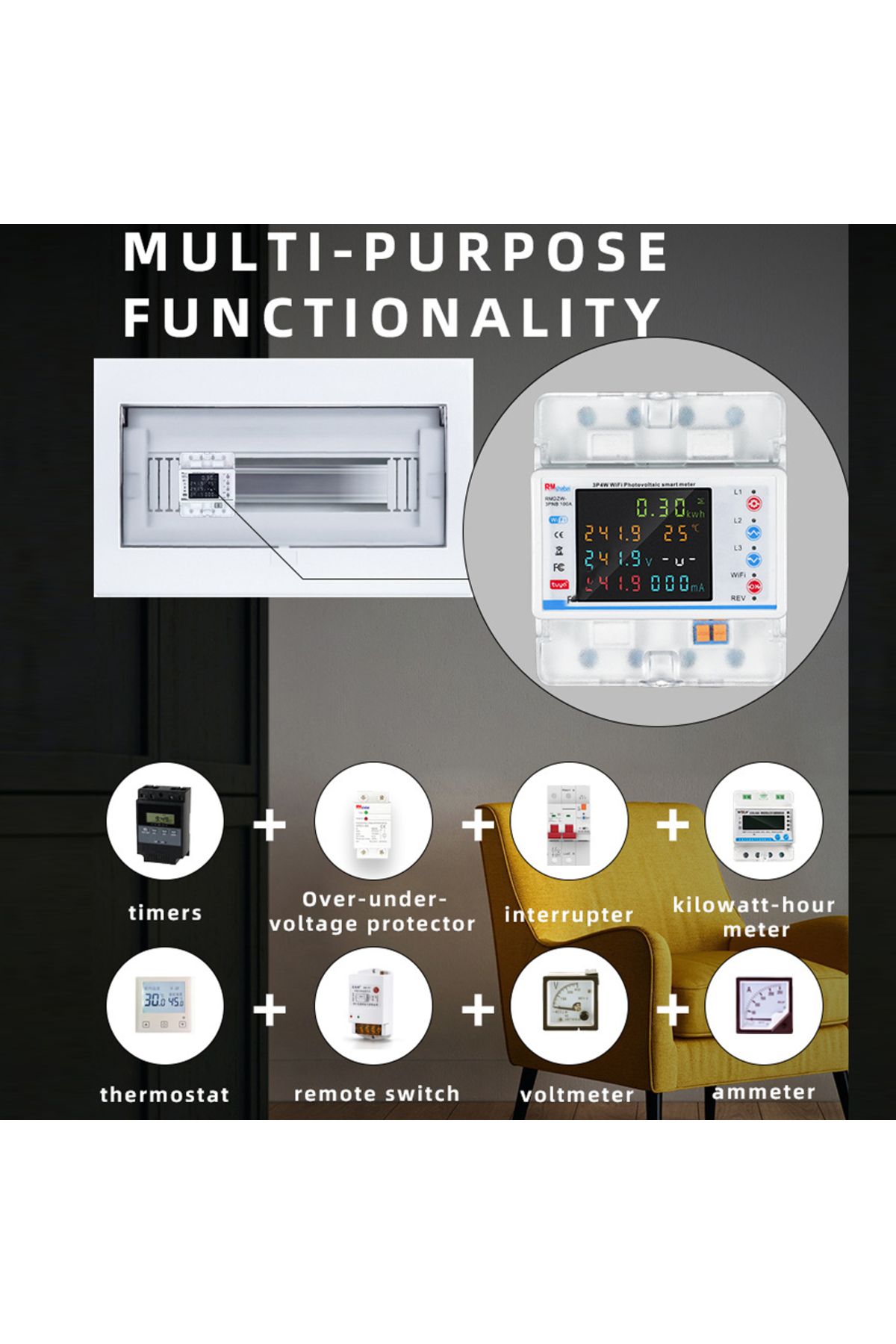 Choice-No Leakage Protectiv Tuya Wifi Smart Circuit Breaker Automatic Reclosure Protector 3p4w Power Meter 6