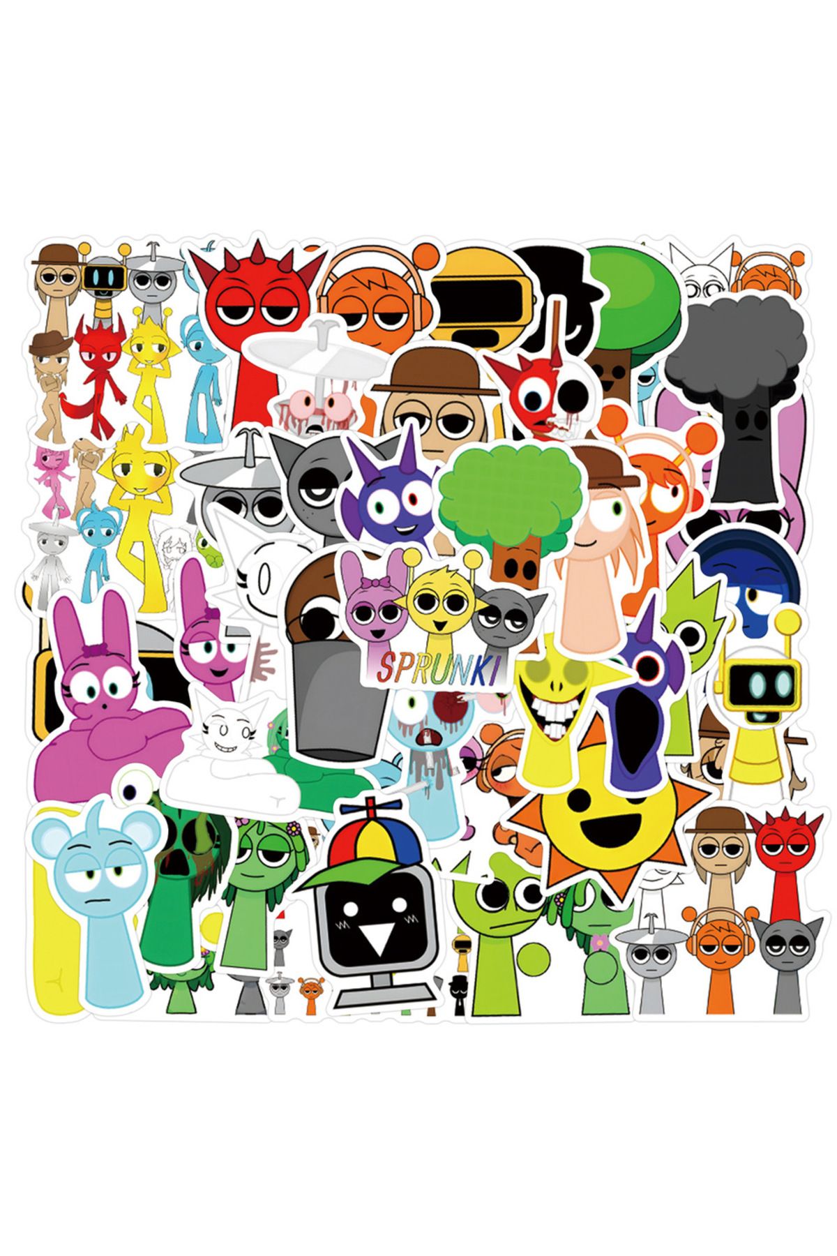Choice-Pink 55pcs/set Sprunki Stickers Skateboard Notebook Fridge Phone Guitar Luggage Decal Sticker Toy 1