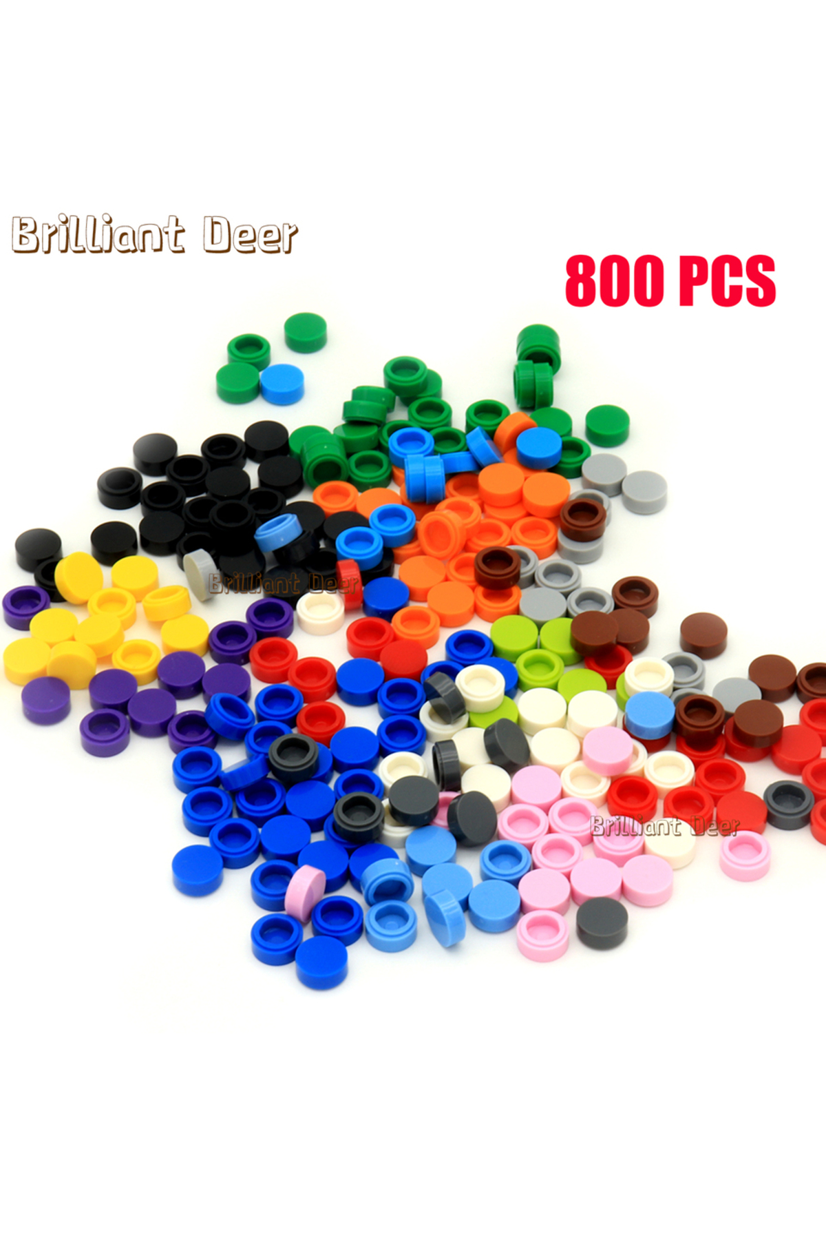 رنگ‌های مخلوط ۸۰۰ عددی کاشی تخت ۱×۱ نقطه‌دار آجرهای گرد ۳۵۳۸۱ ۹۸۱۳۸ MOC قطعات بلوک‌های ساختنی DIY برای Mos