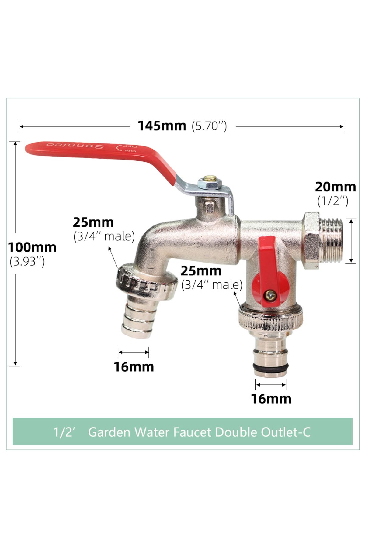 Choice-3/4'' 01-c Garden Tools Brass Water Faucet 1/2" Outside & Inside Used Easy Turn On/off Lever Handle 1