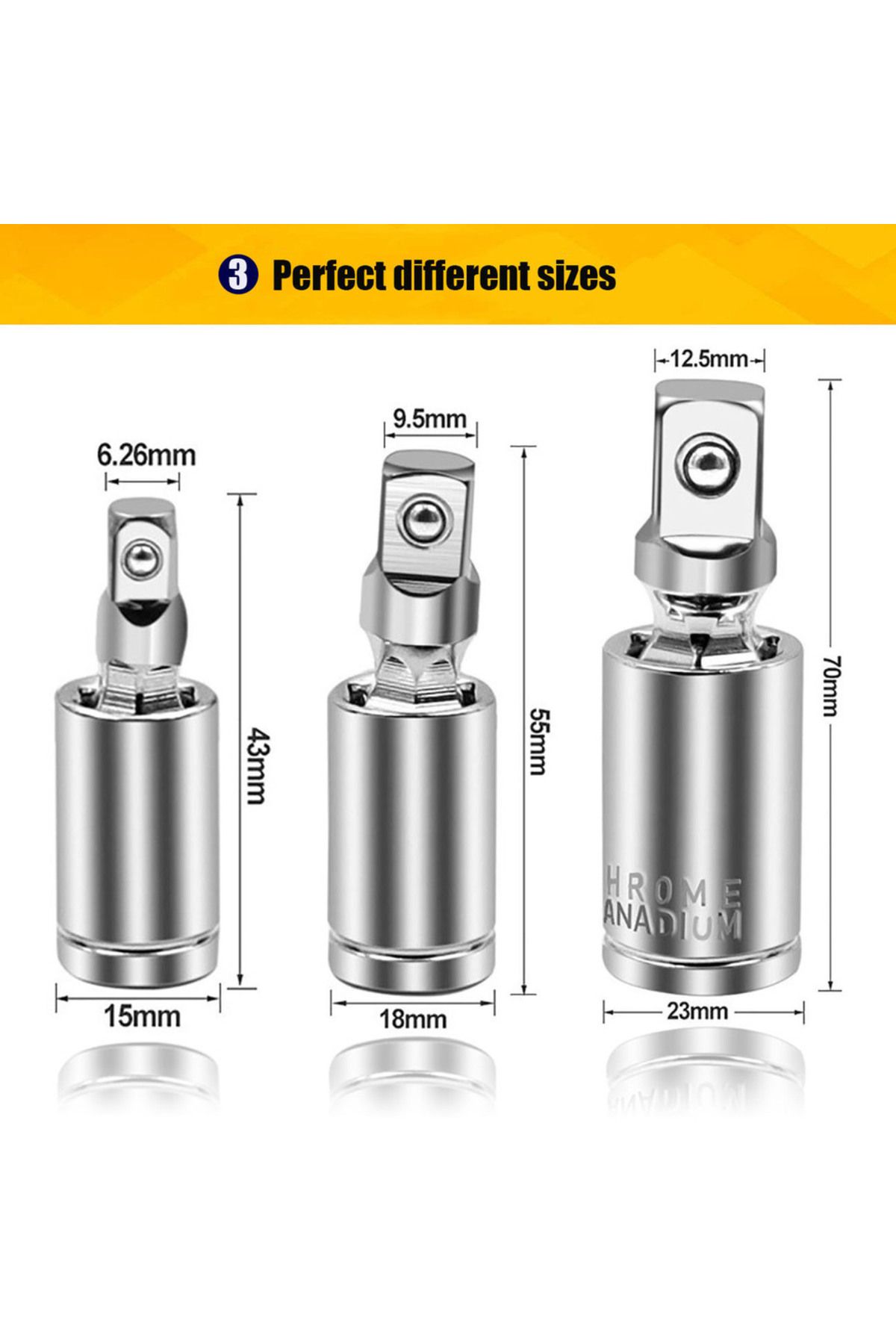 ASDTODW-Universal Joint Set Ratchet Angle Extension Bar Socket Adapter Manual and Pneumatic Bendable Adap... 5
