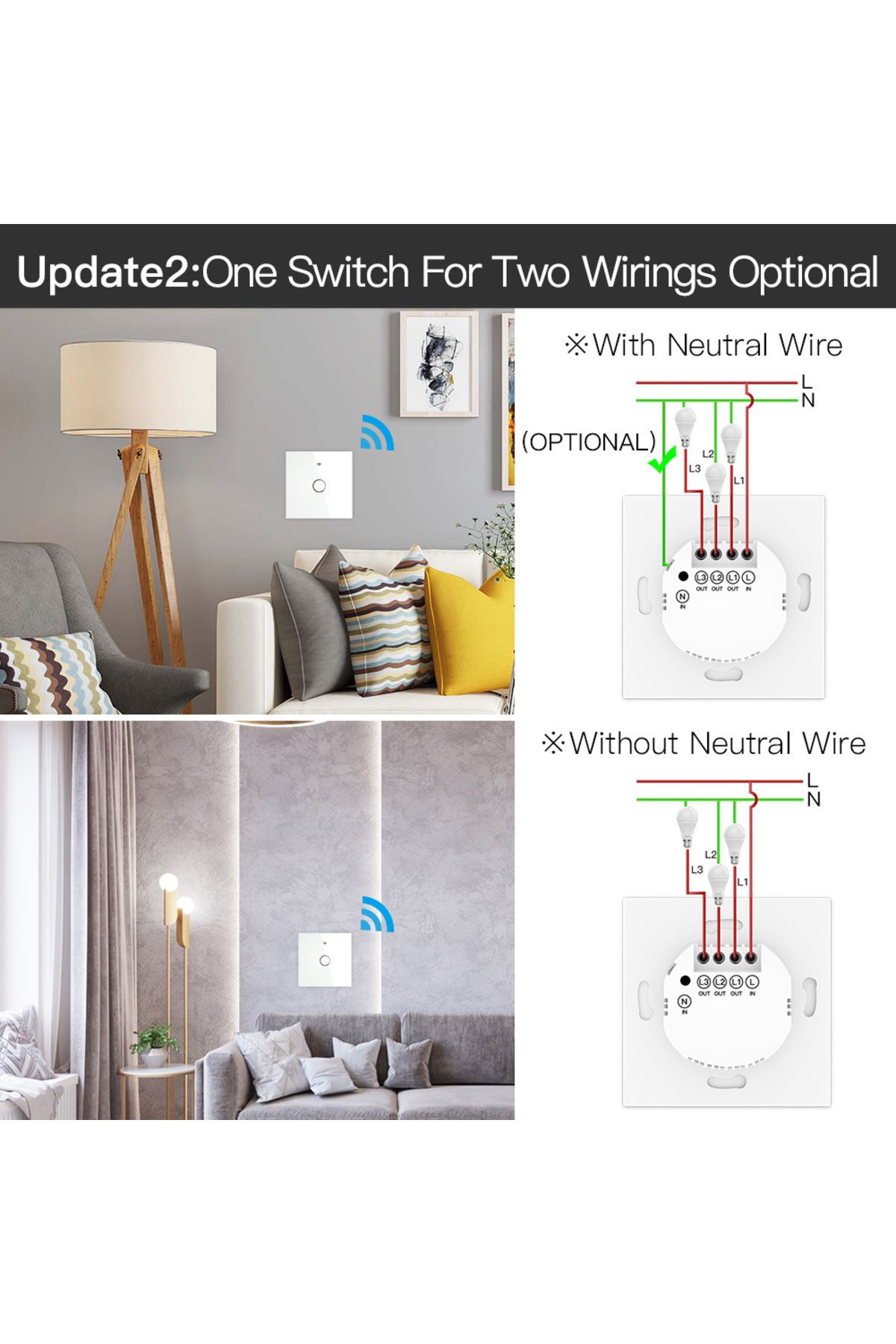 MOES-ZigBee Wall Touch Smart Light Switch With Neutral/No Neutral ,No Capacitor Smart Life/Tuya Works ... 3