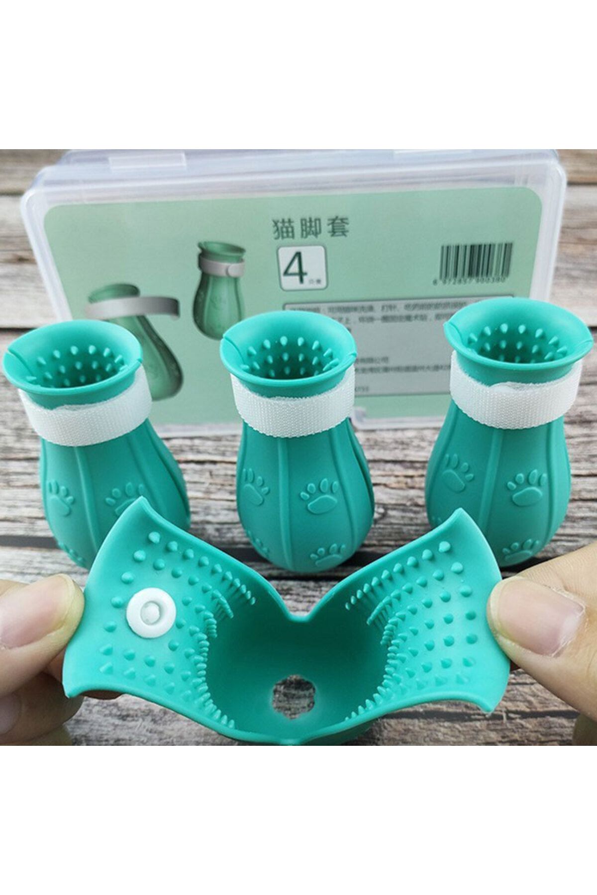 Choice-Blue (4 PIECES) Cat Claw Protector Bath Anti-scratch Cat Shoes For Cat Adjustable Pet Bath Wash Boot 1