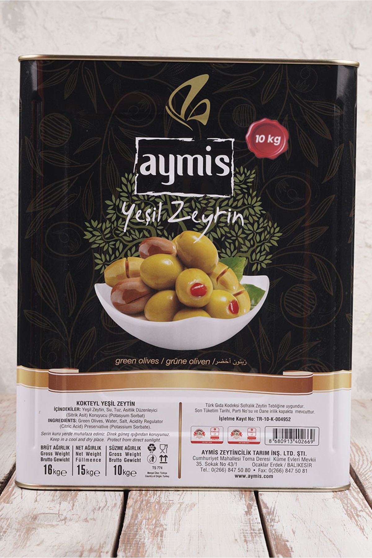 AYMİS Kokteyl Yeşil Zeytin 10 KG