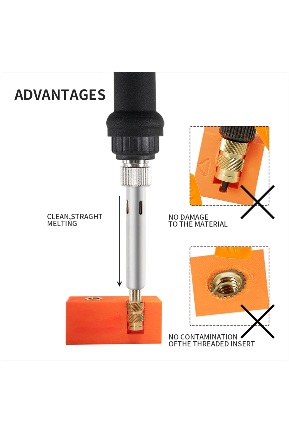 Choice-Heat Insert Nut Iron Tip M2 M3 M4 M5 M6 M8 Brass Thread Embedded Kit Heat Insertion Tool for Plas... 4