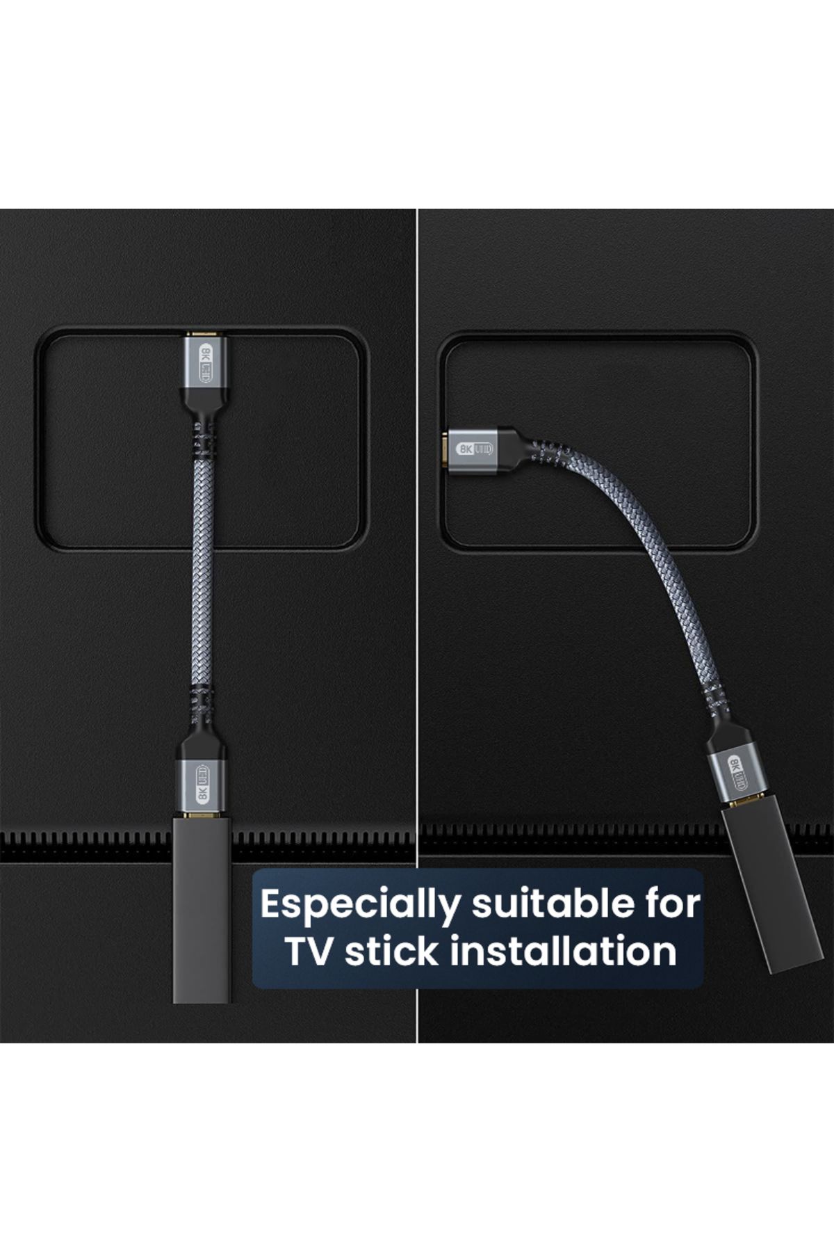 Choice-0.3m Hdmi 2.1 Extension Cable, 8k@60hz, 4k@240hz, Braided Male To Female Cord, For Roku Tv, Ps5, Hdt 4