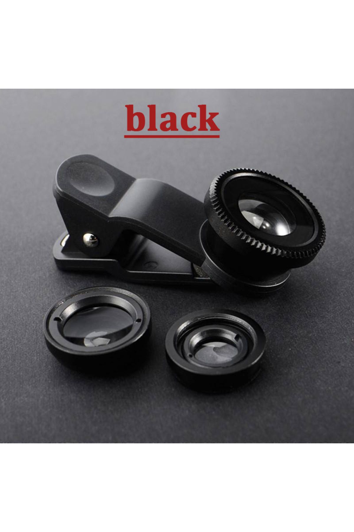 Choice-Black 3in1 Fisheye Wide Angle Micro Camera Lens For Iphone Xiaomi Redmi 3in1 Zoom Fish Eye Len On Sm 1