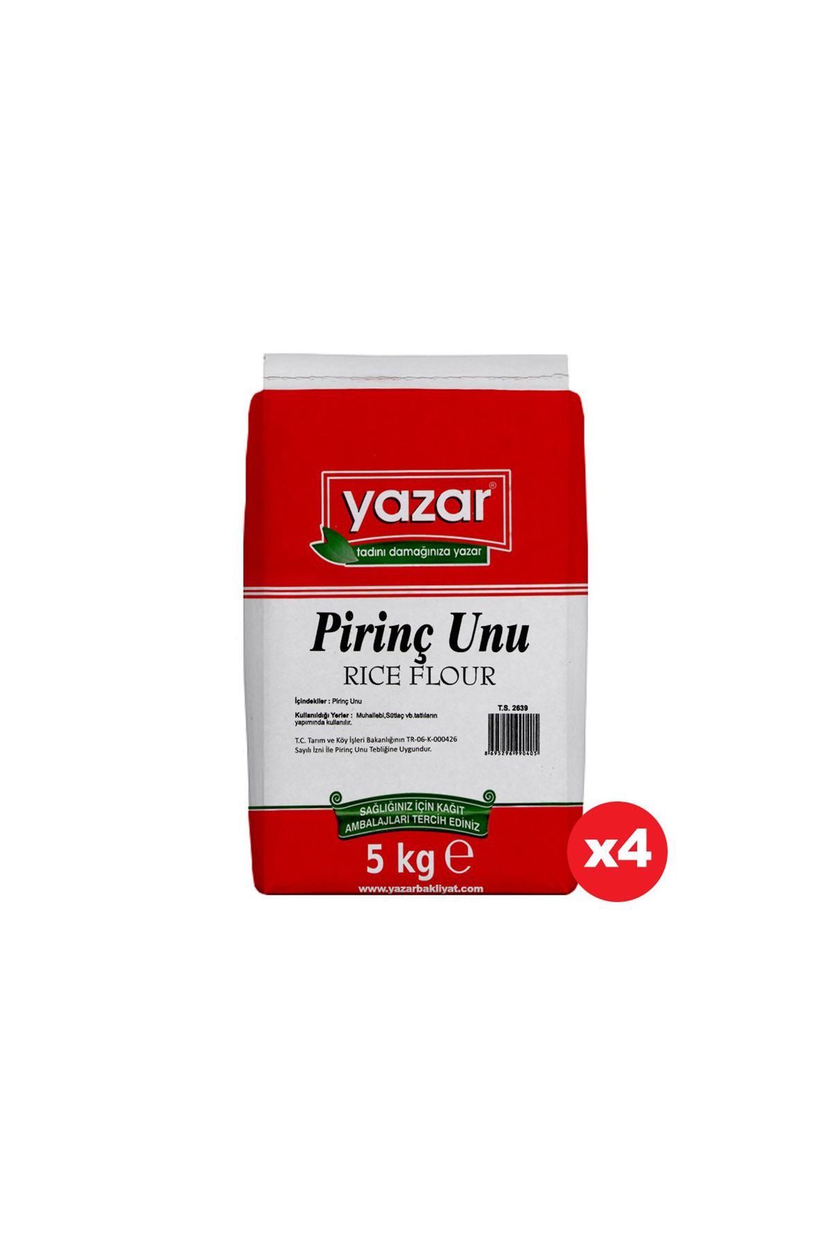 YAZAR Sade Pirinç Unu 5 Kg X 4 Paket