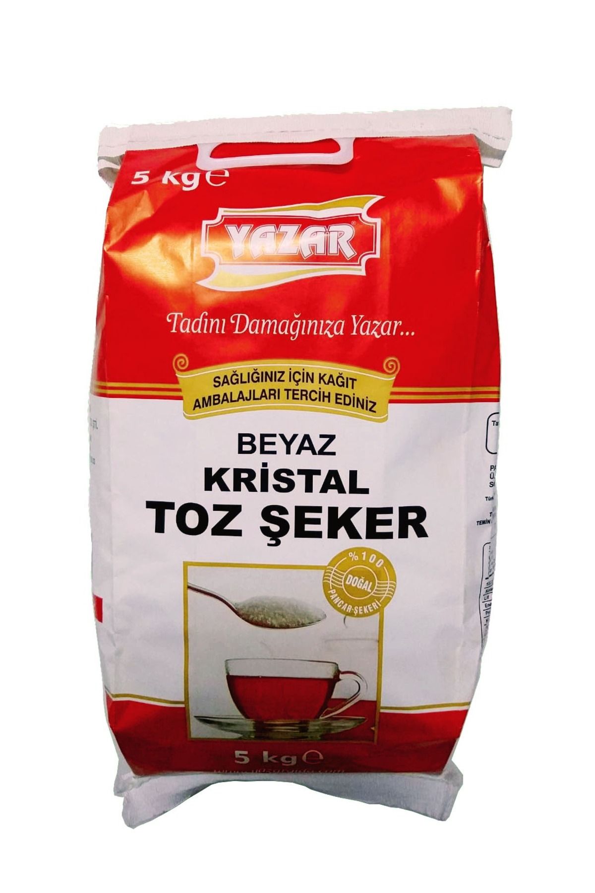 YAZAR Kristal Toz Şeker(Kraft Ambalaj) 5 Kg