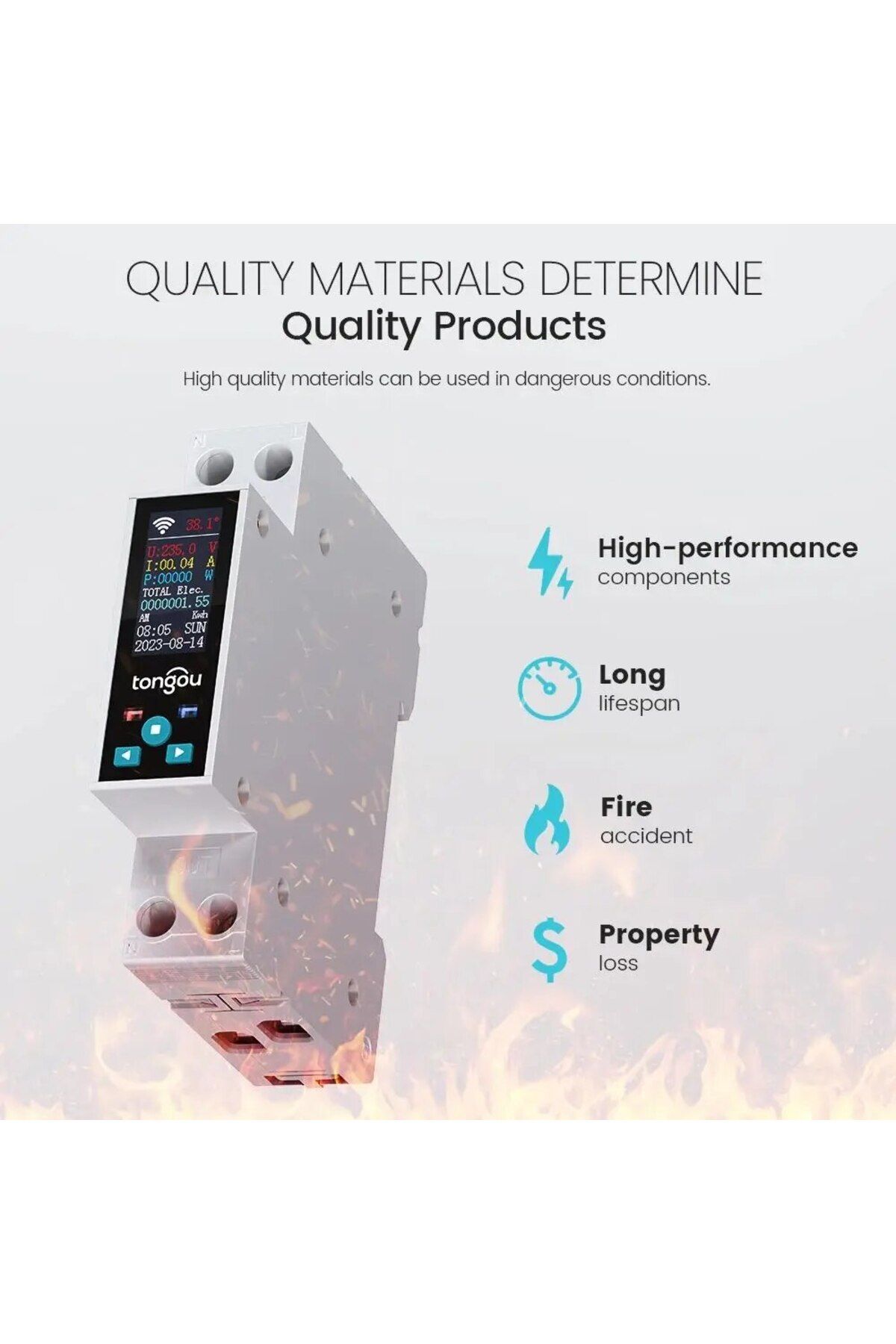 TONGOU-1-50a Adjustable 1p 50a Tuya Wifi Smart Switch Circuit Breaker Led Energy Meter Kwh Power Metering T 3