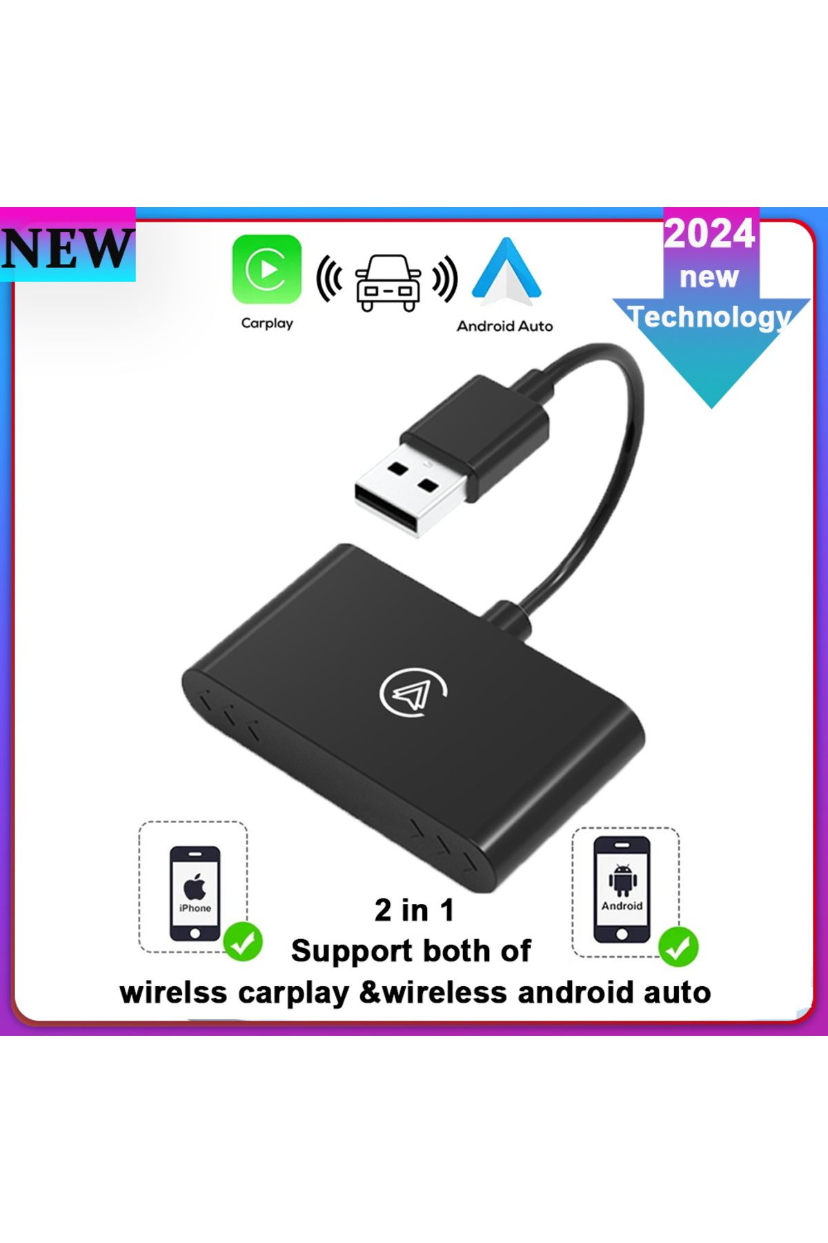 Choice-2in1 Carplay Box New Wireless Mini Box 2in1 Carplay Android Auto Wireless Adapter Smart Mini Box Plu 1